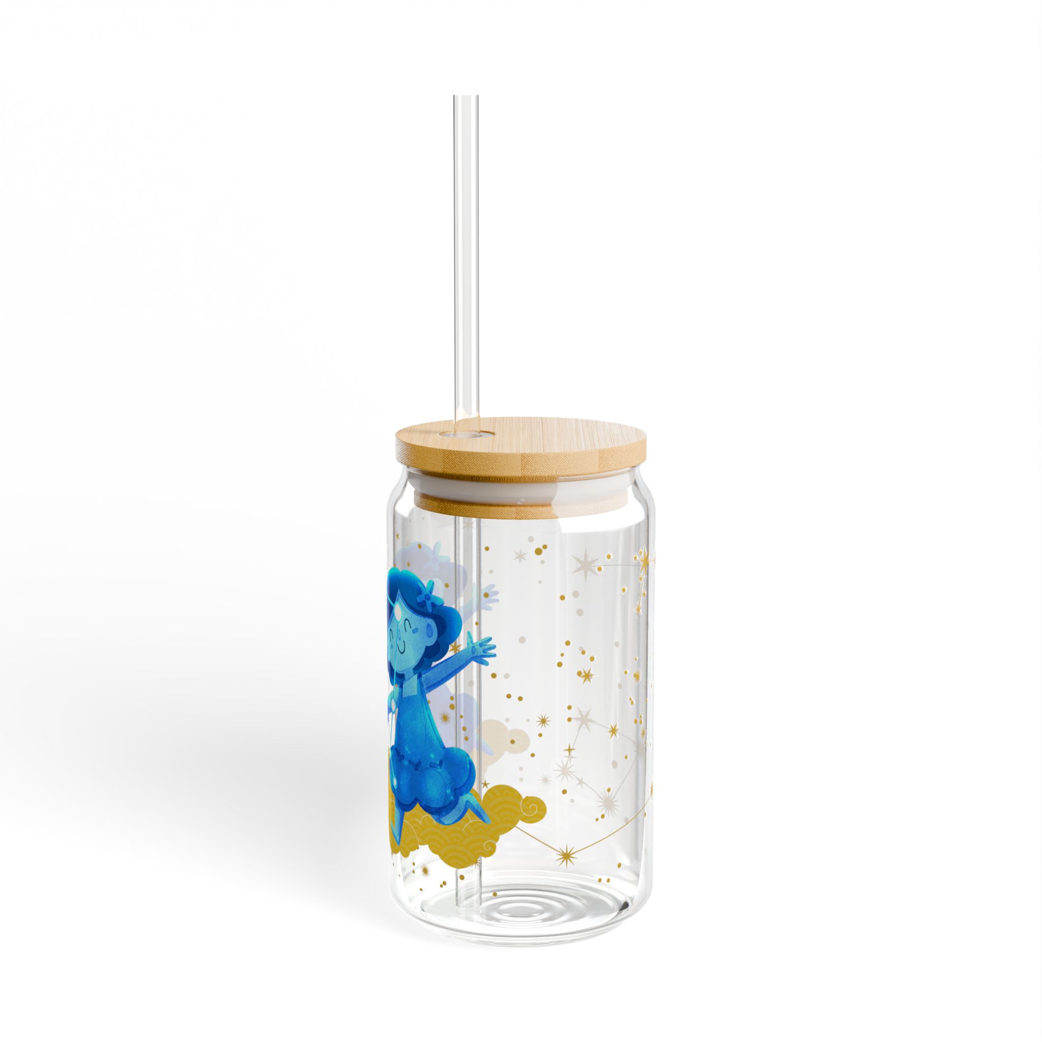 Gemini Sipper Glass, Cute Drinkware for Astrologie, Magical Zodiac signs, Summer Refreshments, Gift for Astrologie lovers - Image 4