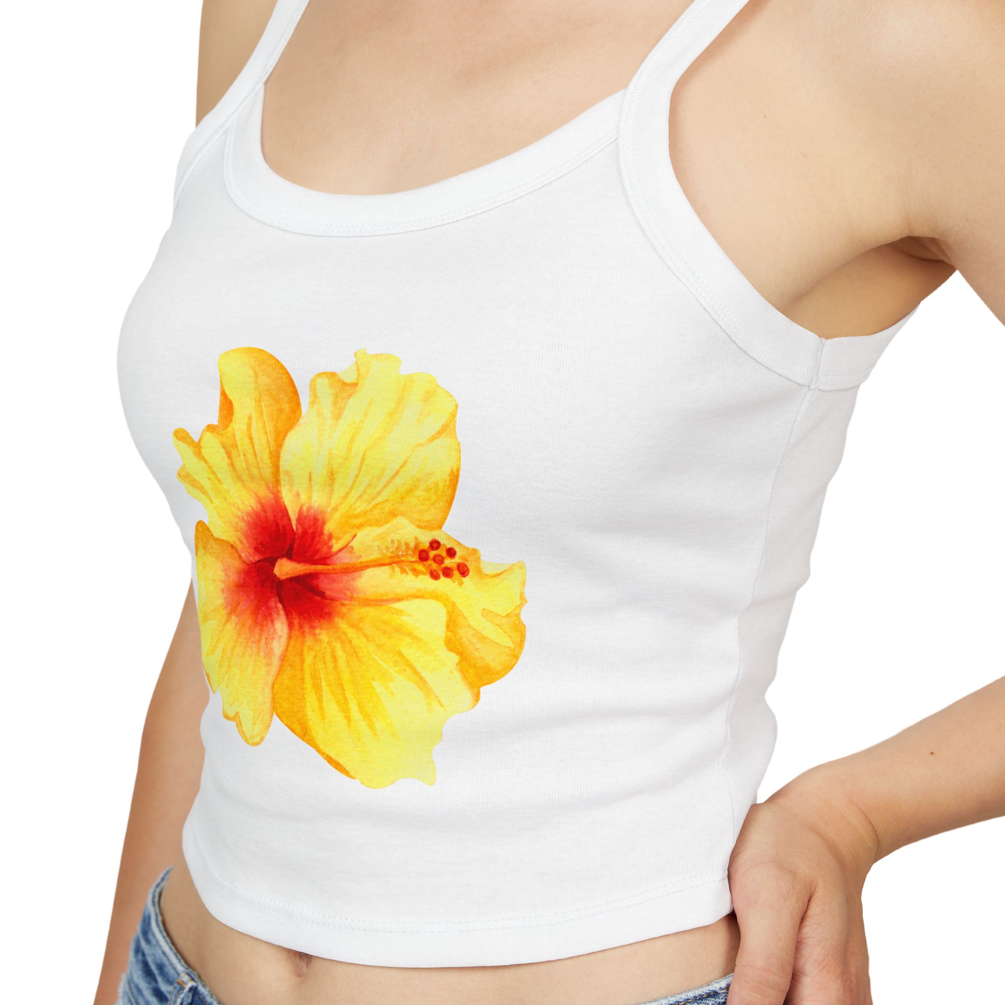 Women's Floral Hibiscus Strap Tank Top, Summer Top, Beachwear, Vacation Outfit, Casual Wear, Floral Print Clothing - Image 5