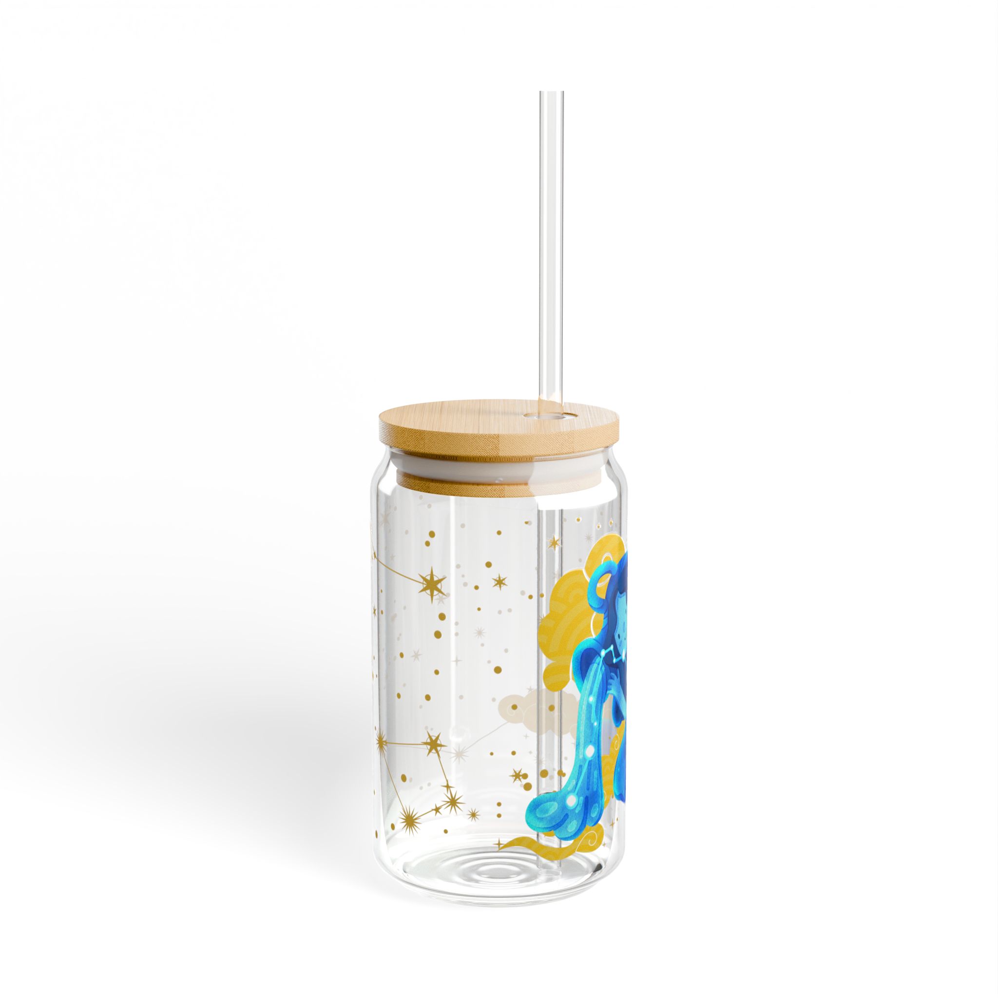 Aquarius Sipper Glass, 16oz | Fun Drinkware for Astrologie lovers | Cute Zodiac Design | Perfect for Parties & Gifts - Image 2