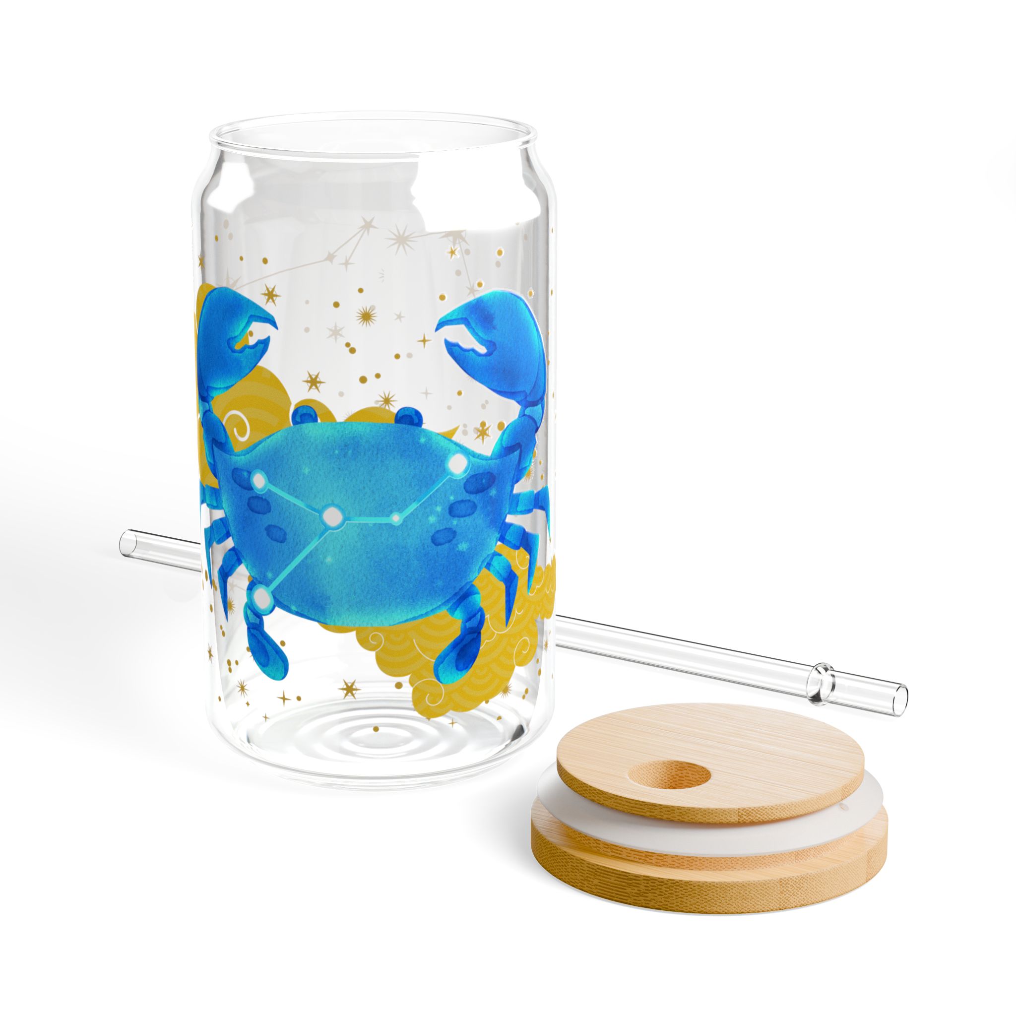 Cancer Sipper Glass | 16oz Eco-Friendly Drinkware, Ocean Theme, Perfect for Zodiac lover gift, Astrologie Lovers - Image 5