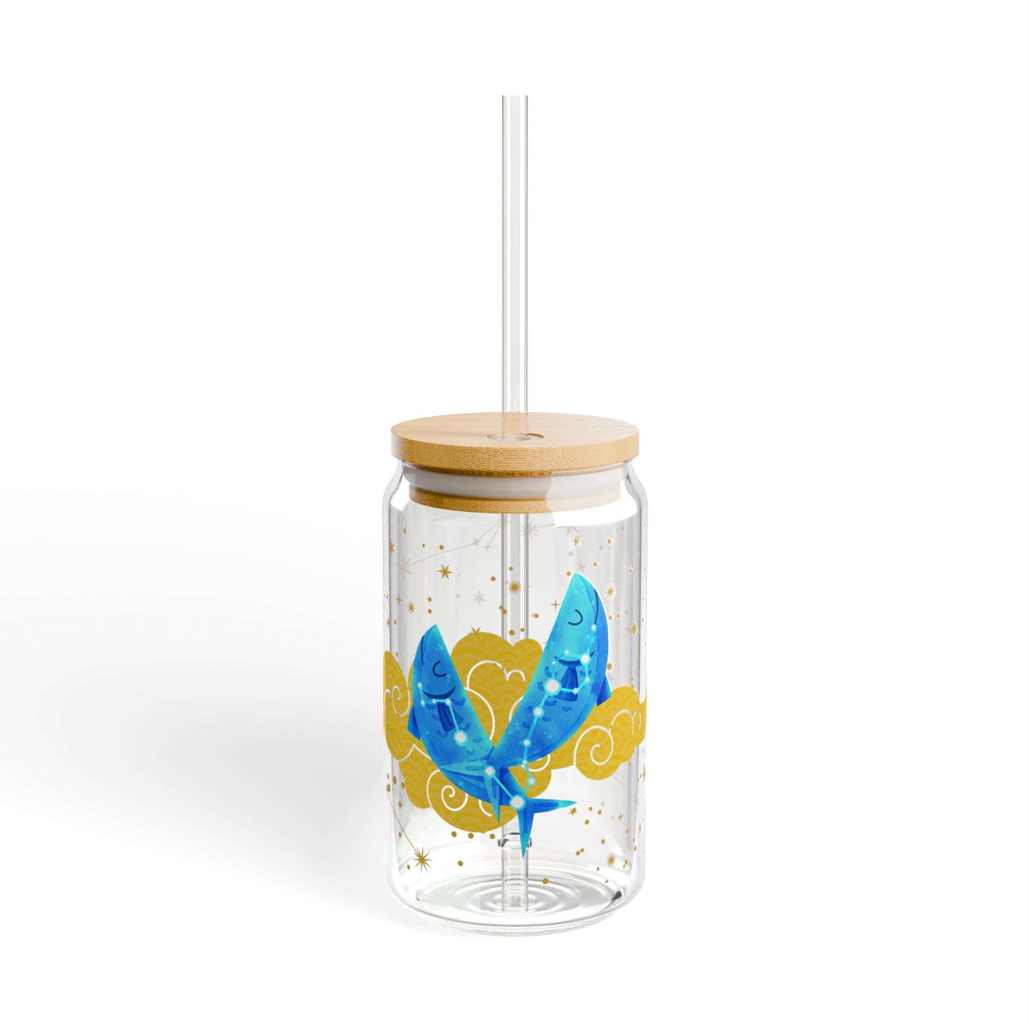 Pisces Sipper Glass | Eco-Friendly Drinkware, Cute Beverage Container, Trendy