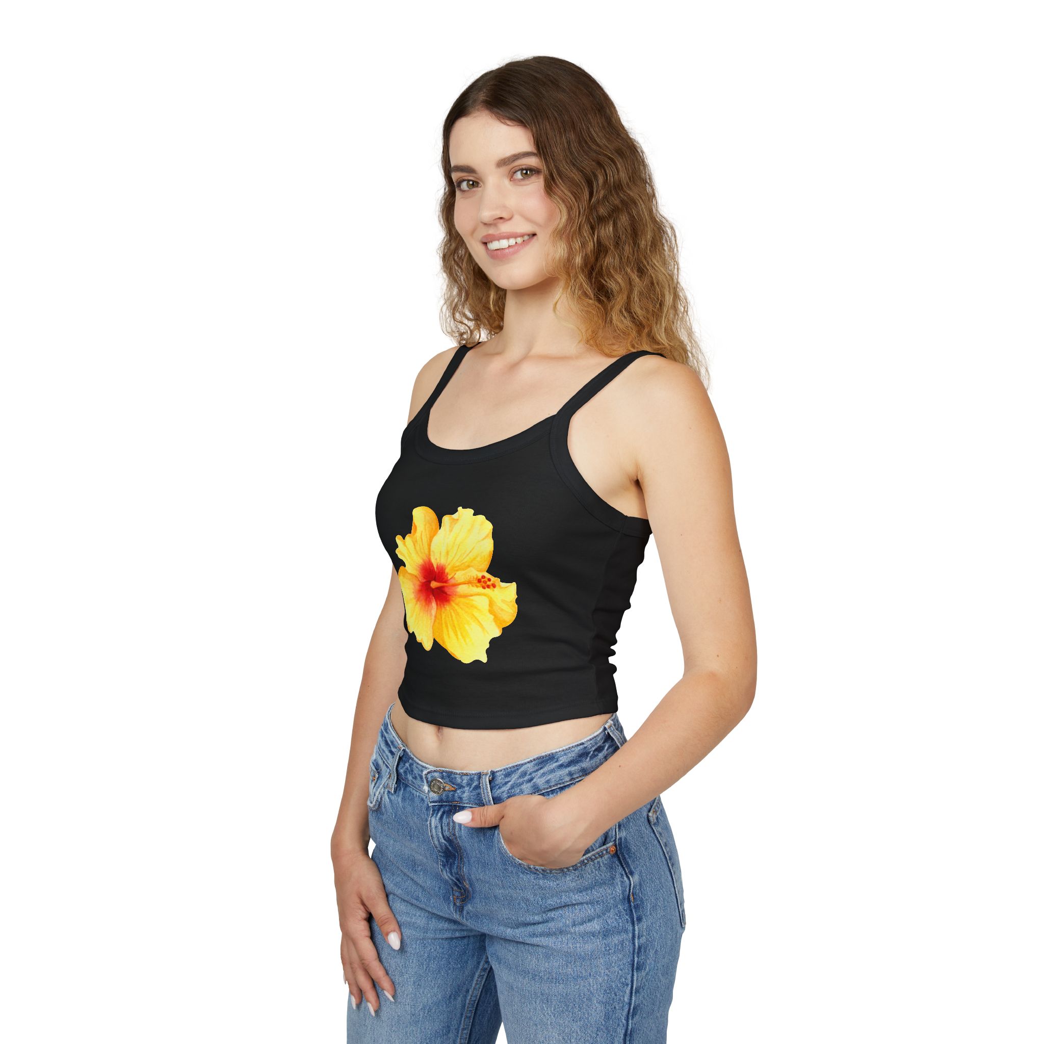 Women's Floral Hibiscus Strap Tank Top, Summer Top, Beachwear, Vacation Outfit, Casual Wear, Floral Print Clothing - Image 10