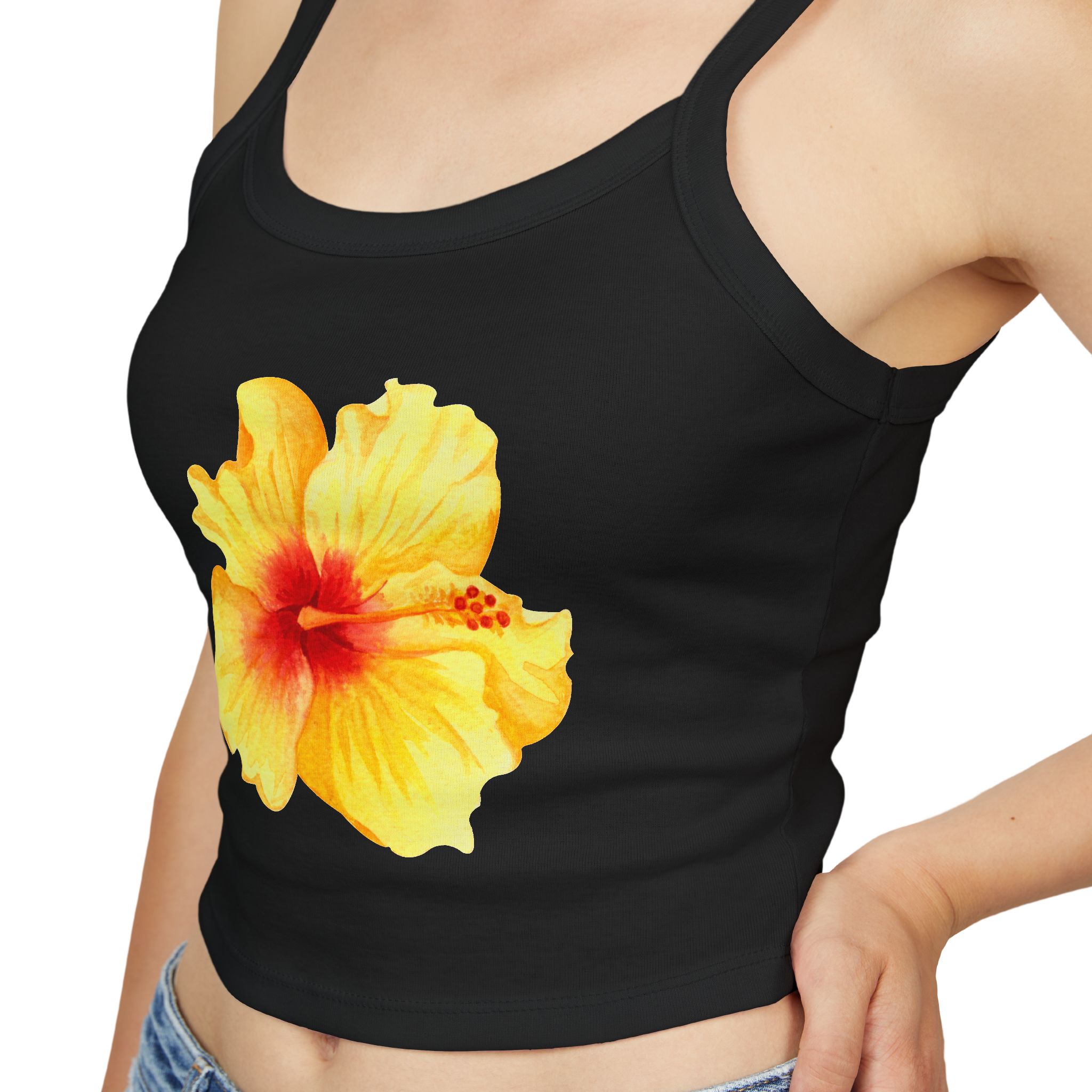 Women's Floral Hibiscus Strap Tank Top, Summer Top, Beachwear, Vacation Outfit, Casual Wear, Floral Print Clothing - Image 11