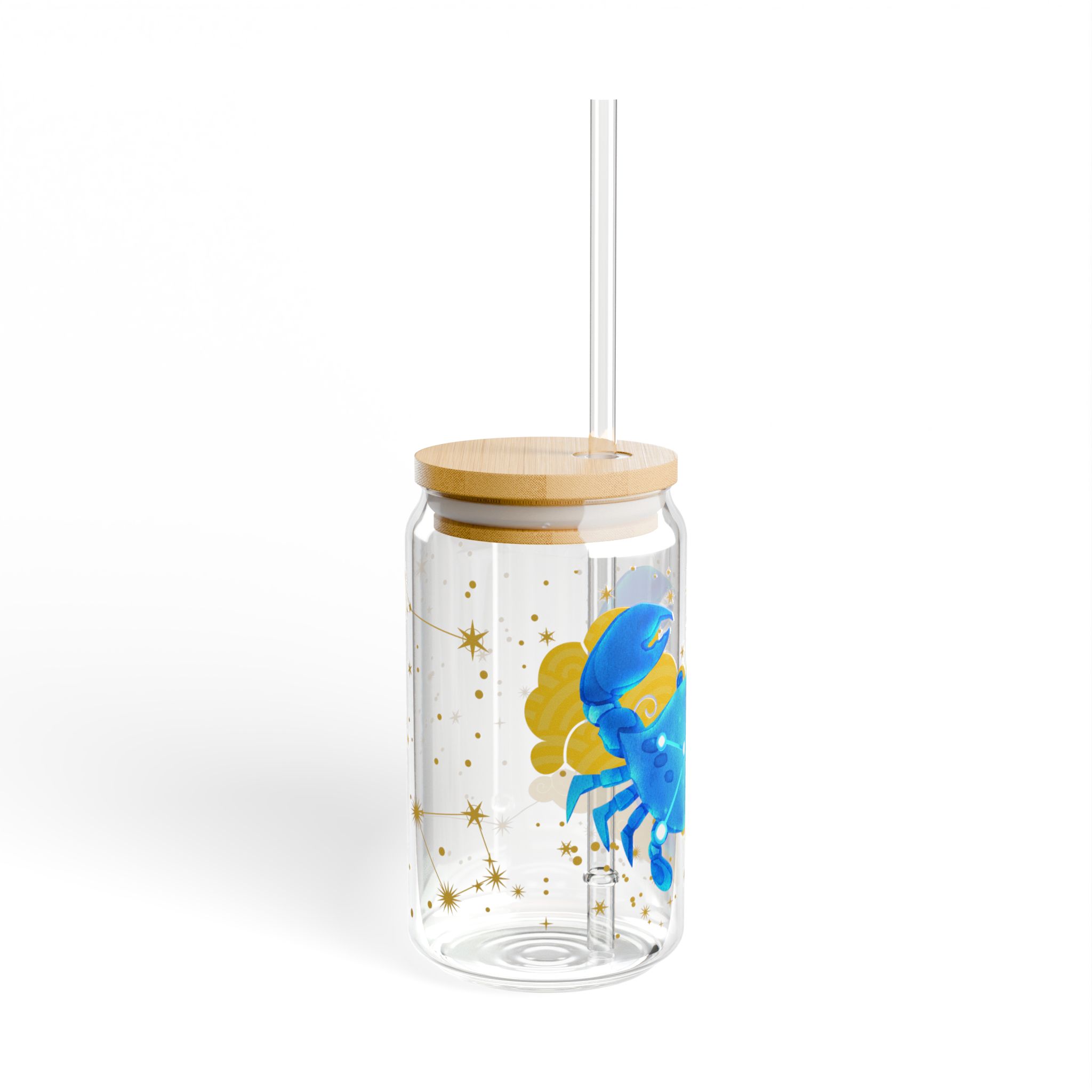 Cancer Sipper Glass | 16oz Eco-Friendly Drinkware, Ocean Theme, Perfect for Zodiac lover gift, Astrologie Lovers - Image 2