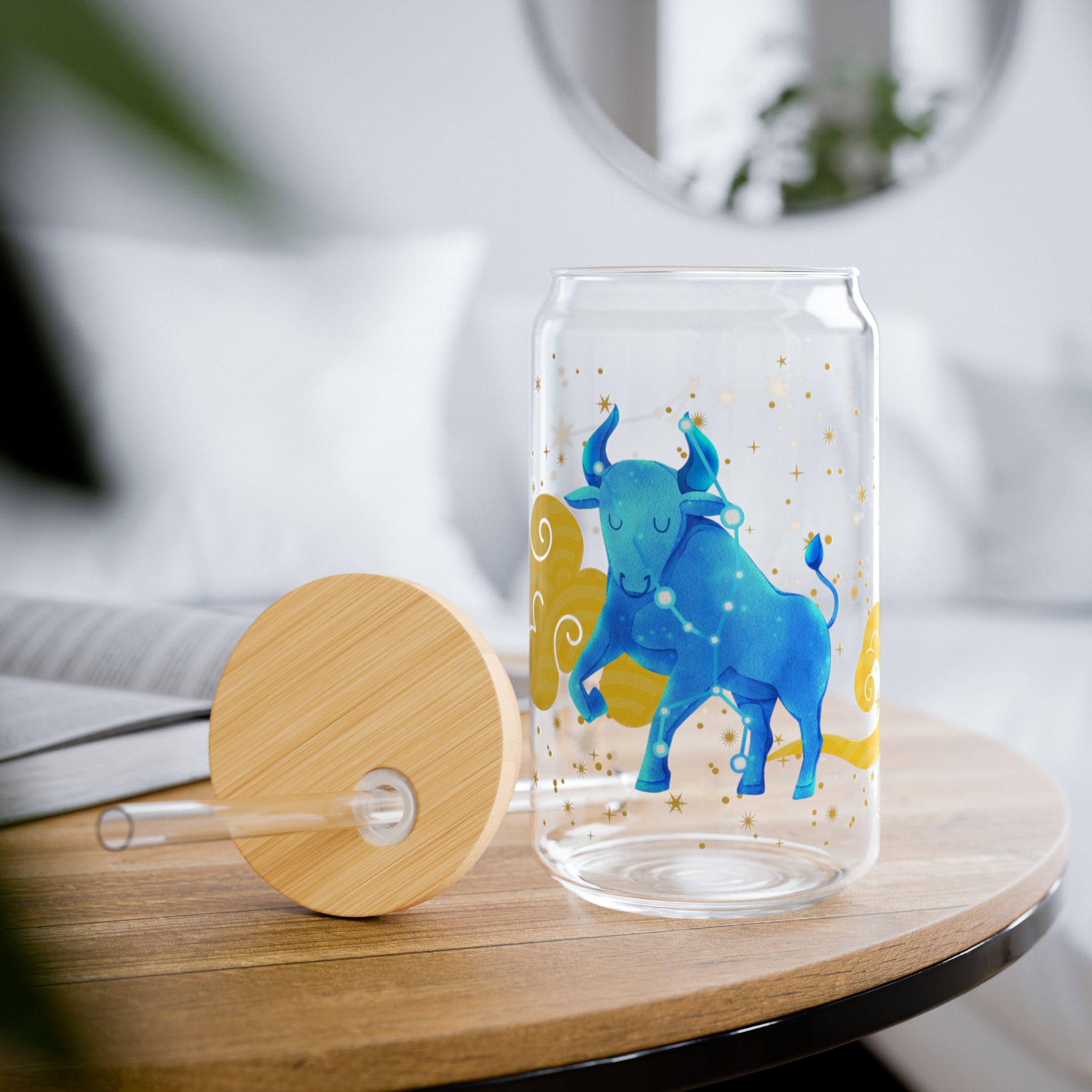 Taurus Astrological Sipper Glass, Zodiac Drinkware, 16oz Mason Jar, Taurus Decor, Unique Gift, Astrology Enthusiast - Image 8