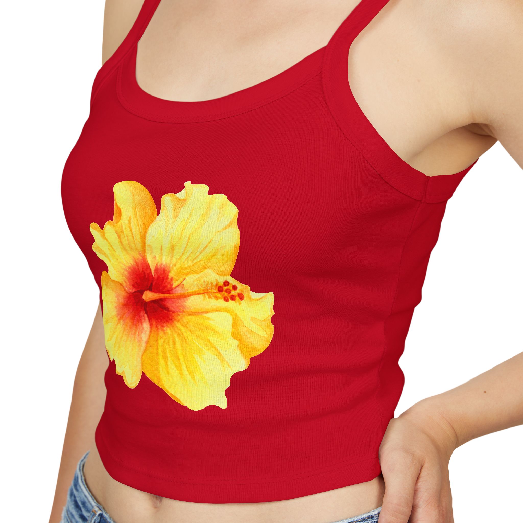 Women's Floral Hibiscus Strap Tank Top, Summer Top, Beachwear, Vacation Outfit, Casual Wear, Floral Print Clothing - Image 17