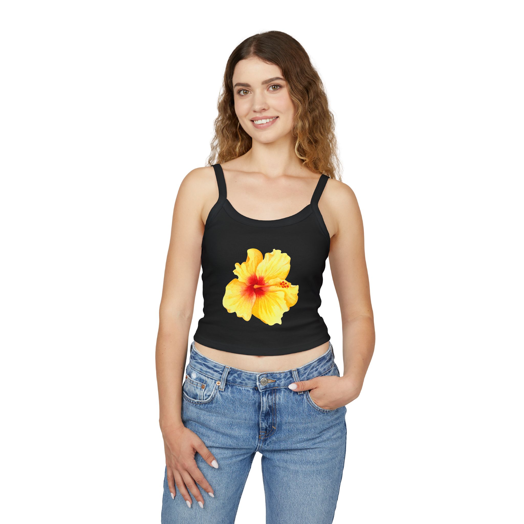 Women's Floral Hibiscus Strap Tank Top, Summer Top, Beachwear, Vacation Outfit, Casual Wear, Floral Print Clothing - Image 9