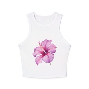 Floral Summer Racerback Tank | Women's Micro Rib Top, Casual Summer Wear, Floral Gift, Beach Vacation, Festival Clothing