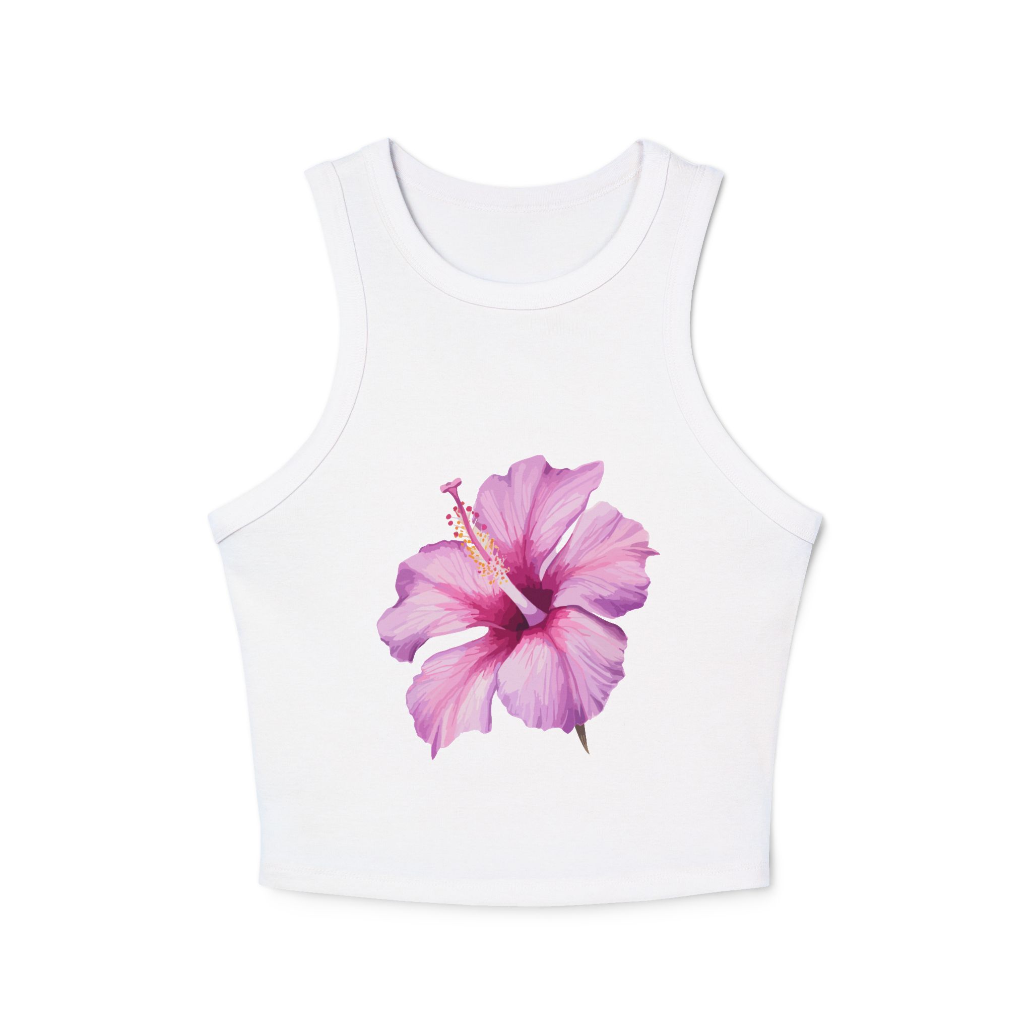 Floral Summer Racerback Tank | Women's Micro Rib Top, Casual Summer Wear, Floral Gift, Beach Vacation, Festival Clothing