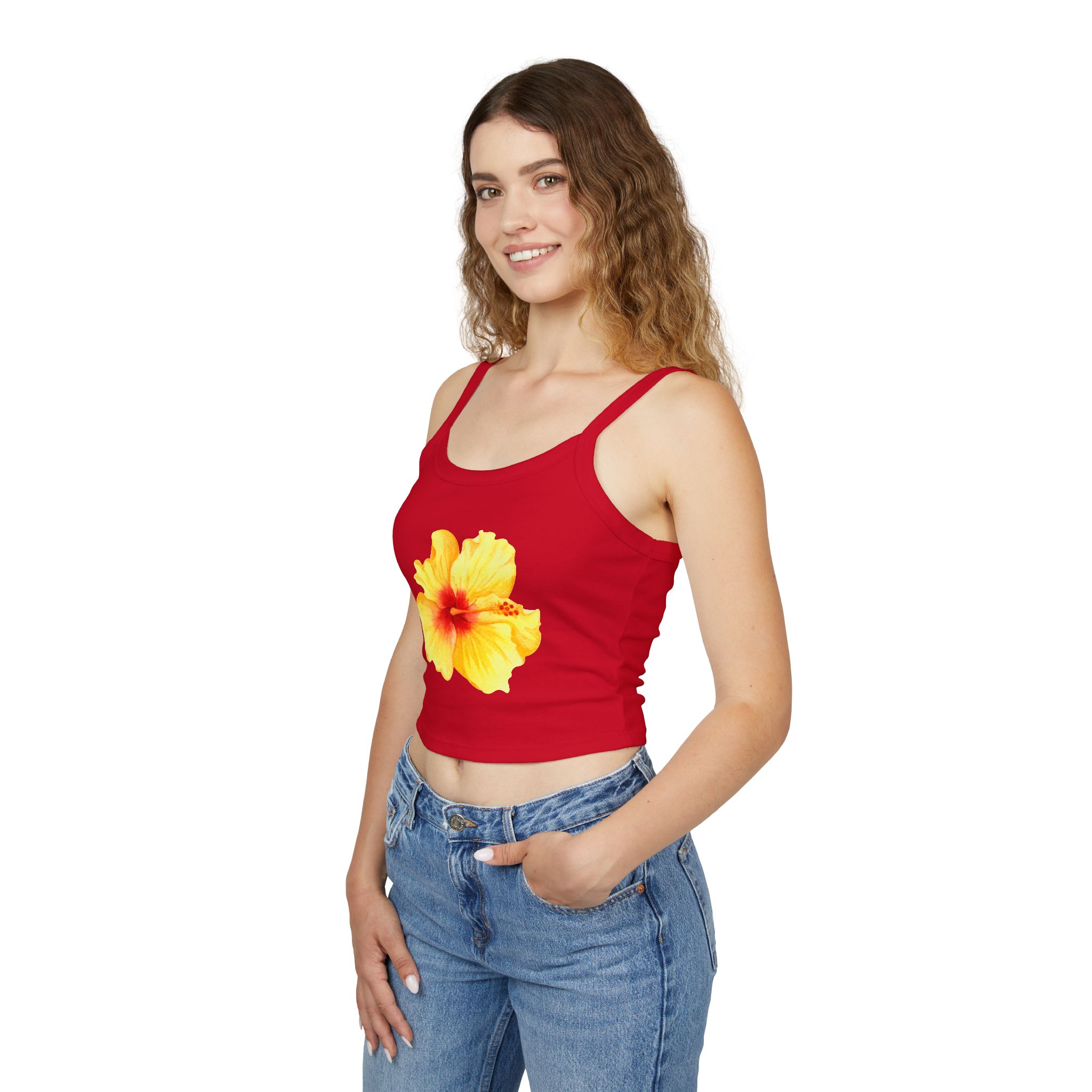 Women's Floral Hibiscus Strap Tank Top, Summer Top, Beachwear, Vacation Outfit, Casual Wear, Floral Print Clothing - Image 16