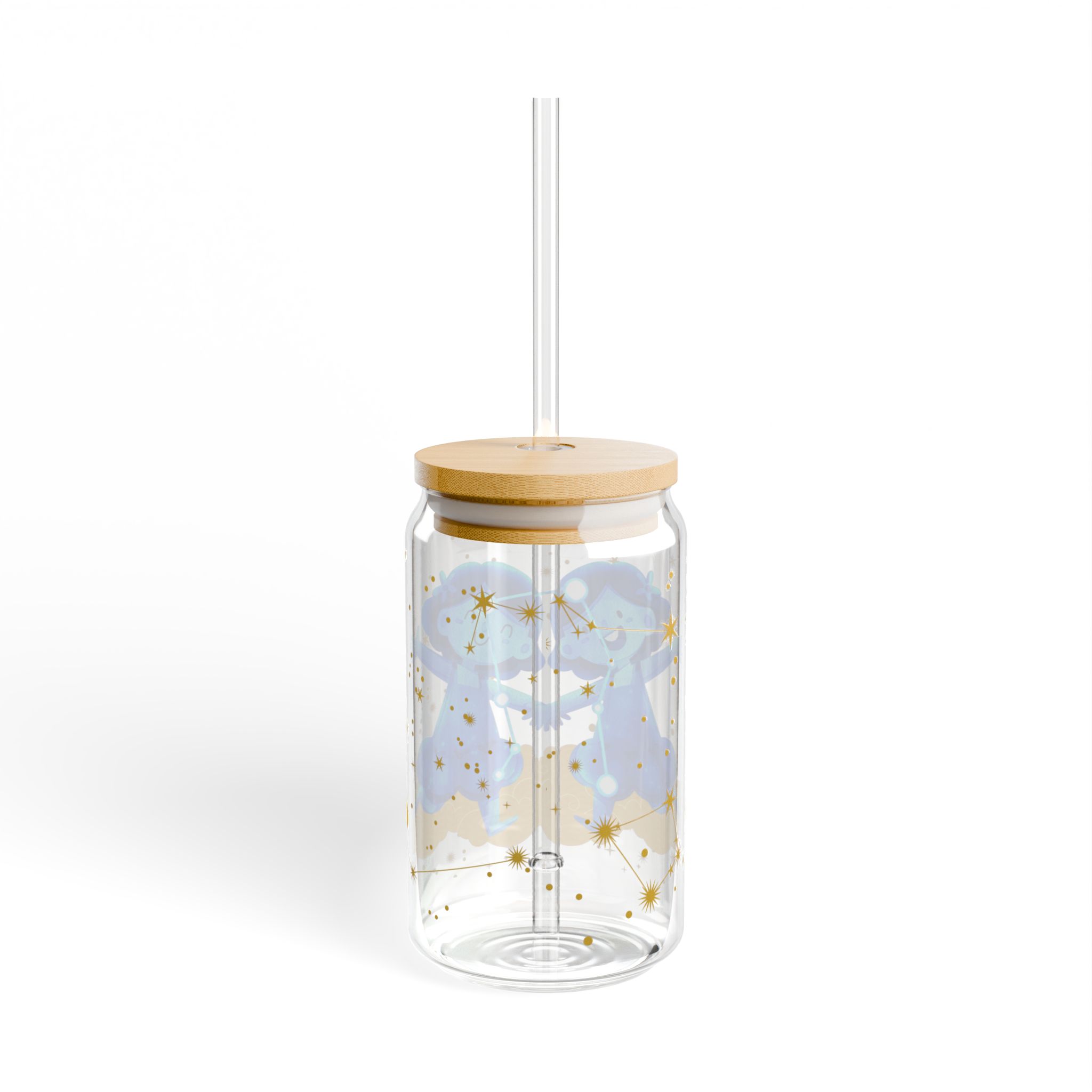 Gemini Sipper Glass, Cute Drinkware for Astrologie, Magical Zodiac signs, Summer Refreshments, Gift for Astrologie lovers - Image 3