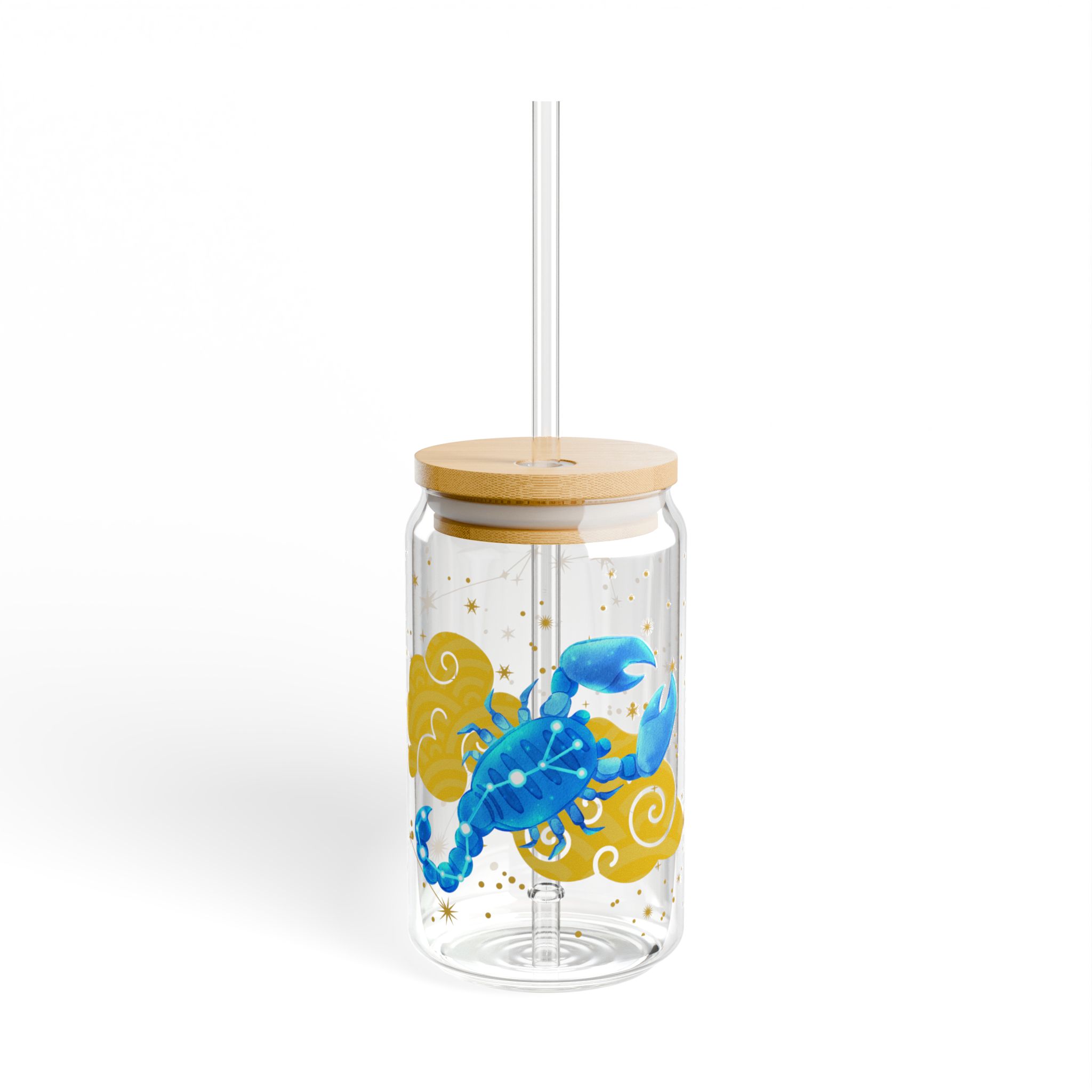 Scorpio Sipper Glass, 16oz - Zodiac Water Bottle for Astrology Lovers, Reusable Glass Cup, Cosmic Drinkware