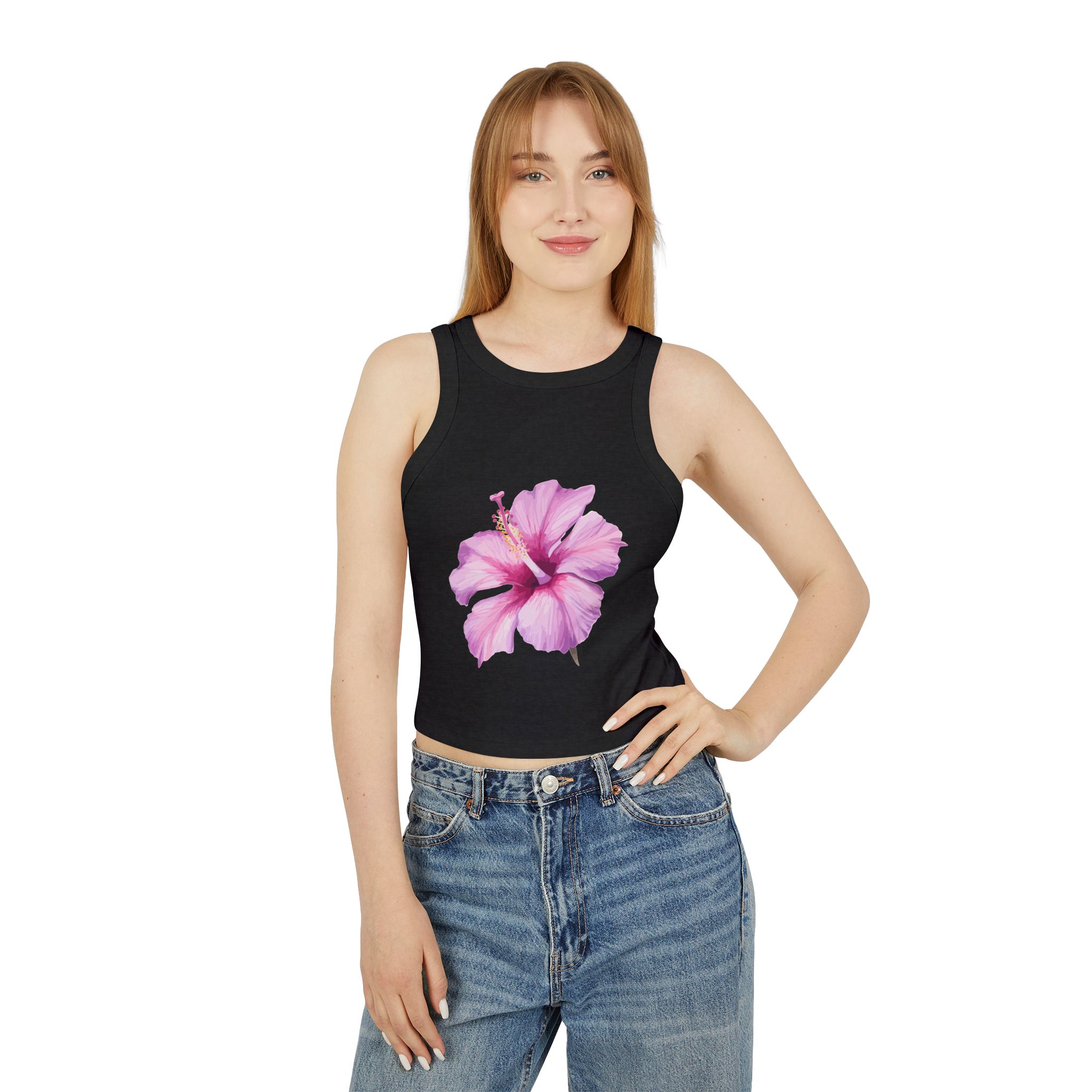 Floral Summer Racerback Tank | Women's Micro Rib Top, Casual Summer Wear, Floral Gift, Beach Vacation, Festival Clothing - Image 9