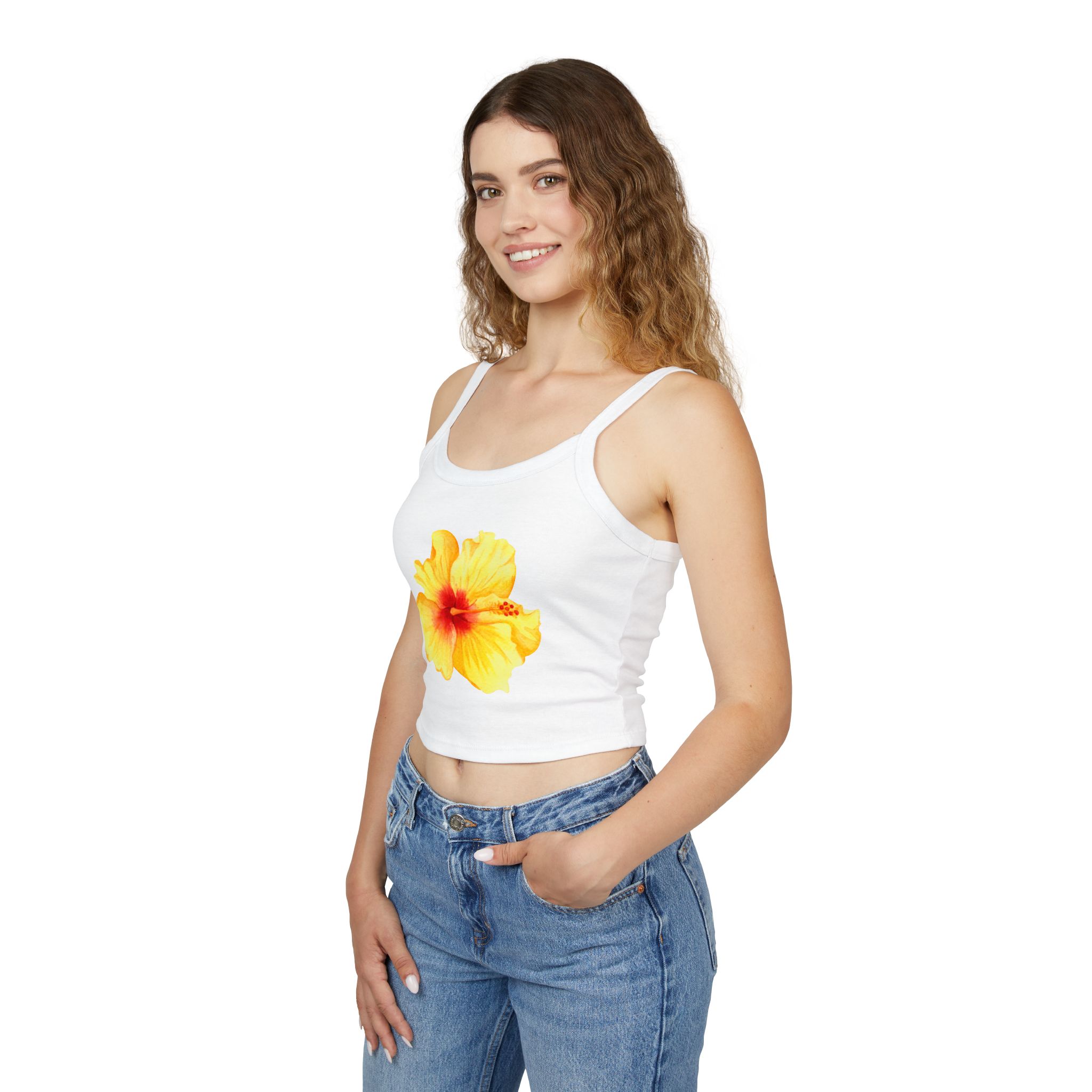 Women's Floral Hibiscus Strap Tank Top, Summer Top, Beachwear, Vacation Outfit, Casual Wear, Floral Print Clothing - Image 4
