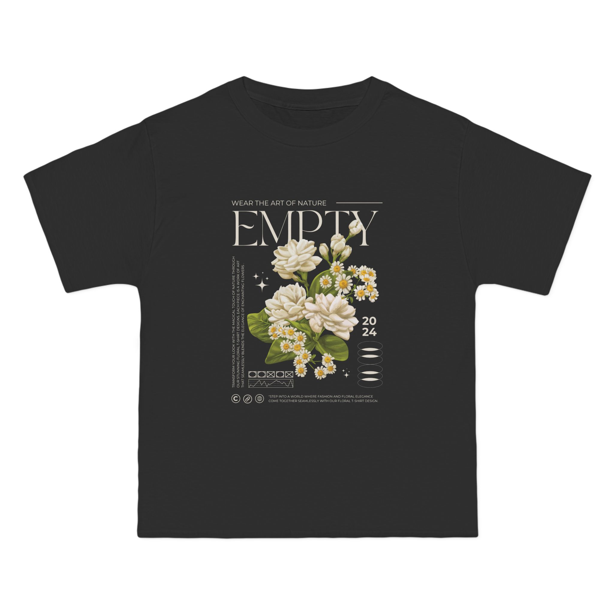 Nature-Inspired Floral T-Shirt, Empty Tee, Eco-Friendly Wear, Botanical Art Apparel, Unique Gift for Nature Lovers, Birthday, Casual Wear