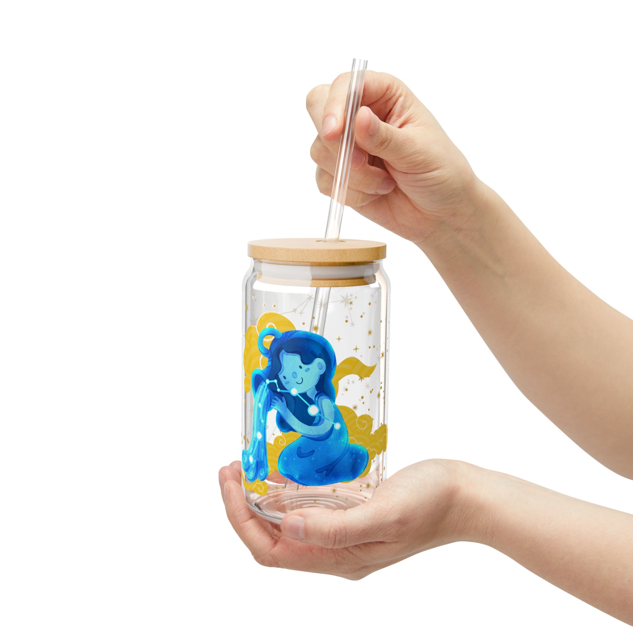 Aquarius Sipper Glass, 16oz | Fun Drinkware for Astrologie lovers | Cute Zodiac Design | Perfect for Parties & Gifts - Image 7