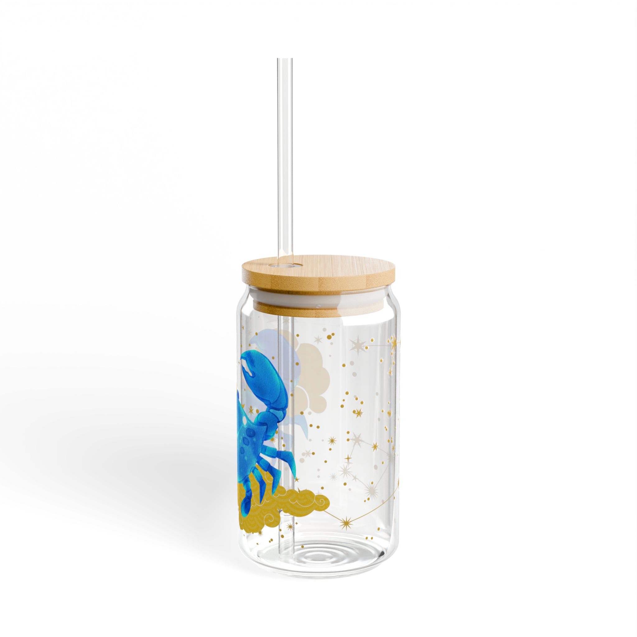 Cancer Sipper Glass | 16oz Eco-Friendly Drinkware, Ocean Theme, Perfect for Zodiac lover gift, Astrologie Lovers - Image 4