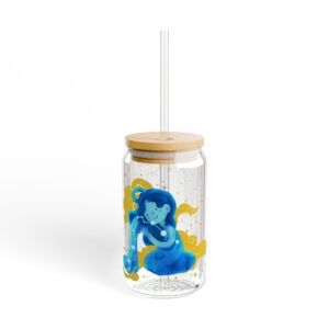 Aquarius Sipper Glass, 16oz | Fun Drinkware for Astrologie lovers | Cute Zodiac Design | Perfect for Parties & Gifts