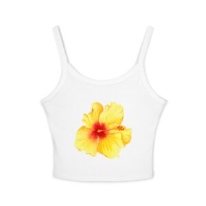 Women's Floral Hibiscus Strap Tank Top, Summer Top, Beachwear, Vacation Outfit, Casual Wear, Floral Print Clothing