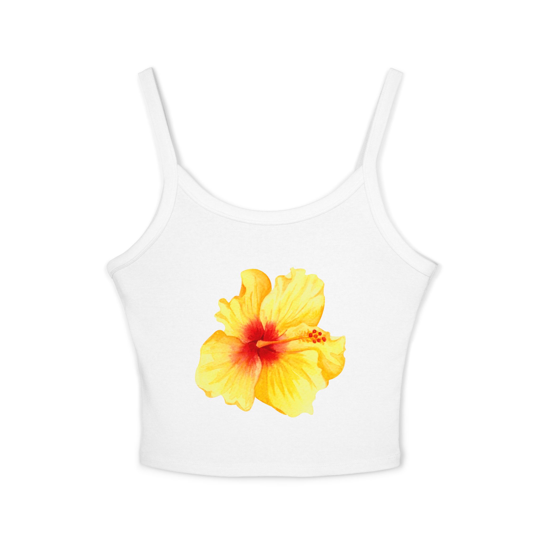 Women's Floral Hibiscus Strap Tank Top, Summer Top, Beachwear, Vacation Outfit, Casual Wear, Floral Print Clothing