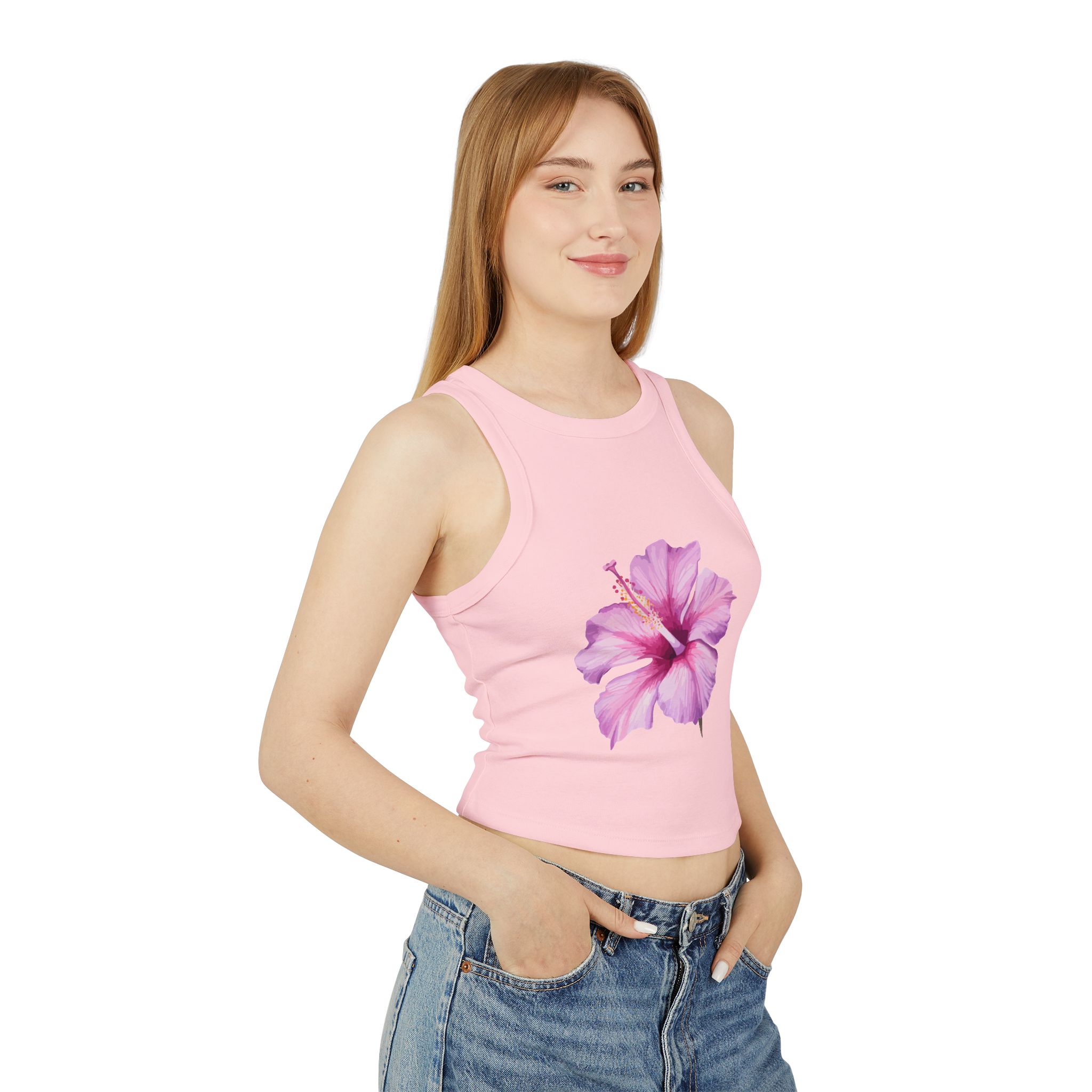 Floral Summer Racerback Tank | Women's Micro Rib Top, Casual Summer Wear, Floral Gift, Beach Vacation, Festival Clothing - Image 13