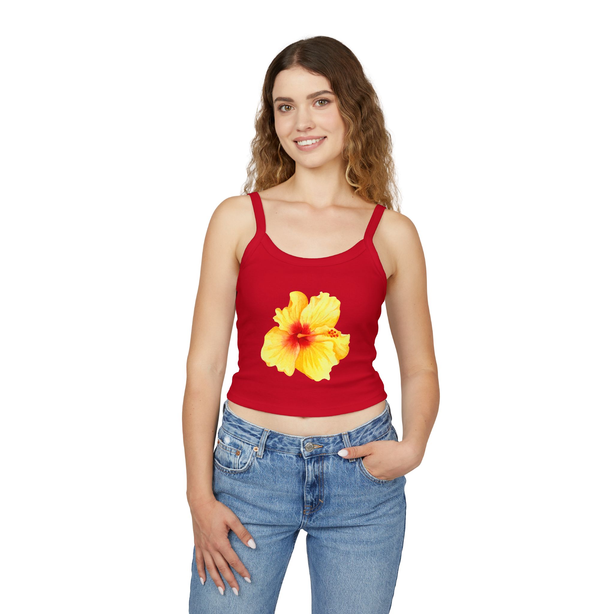 Women's Floral Hibiscus Strap Tank Top, Summer Top, Beachwear, Vacation Outfit, Casual Wear, Floral Print Clothing - Image 15