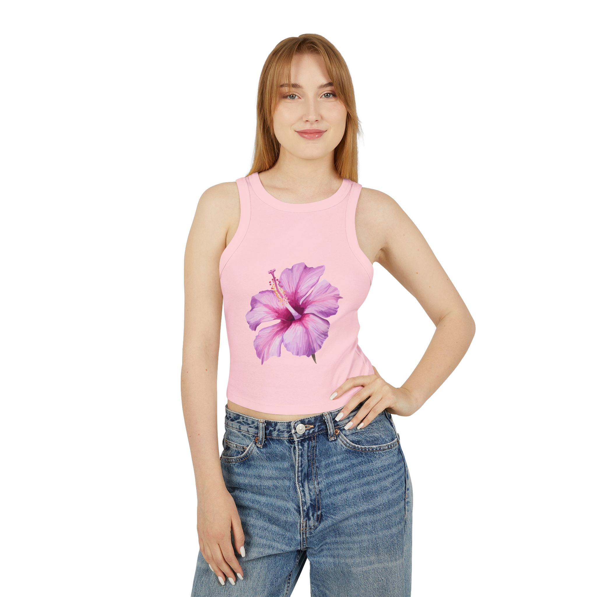 Floral Summer Racerback Tank | Women's Micro Rib Top, Casual Summer Wear, Floral Gift, Beach Vacation, Festival Clothing - Image 14