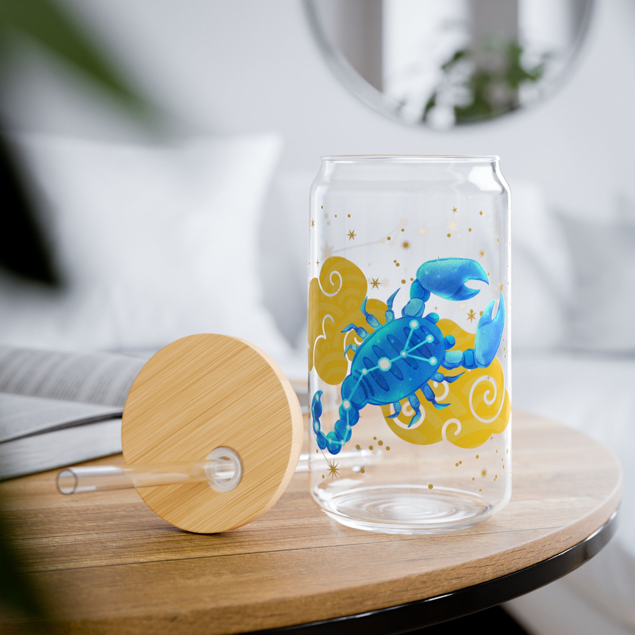 Scorpio Sipper Glass, 16oz - Zodiac Water Bottle for Astrology Lovers, Reusable Glass Cup, Cosmic Drinkware - Image 8