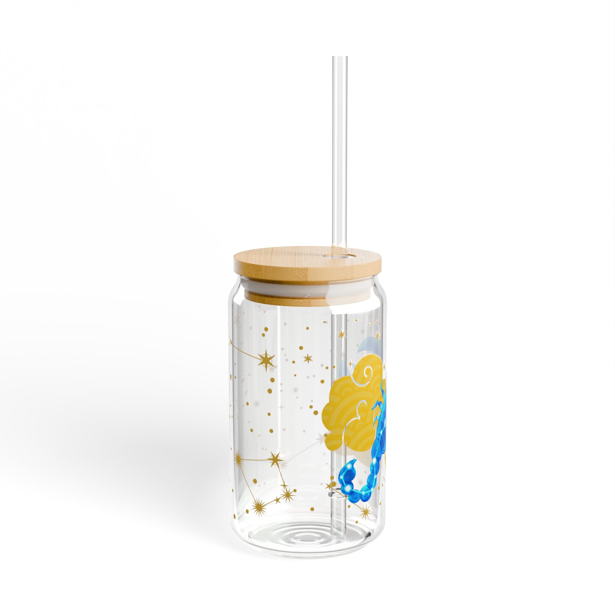 Scorpio Sipper Glass, 16oz - Zodiac Water Bottle for Astrology Lovers, Reusable Glass Cup, Cosmic Drinkware - Image 2