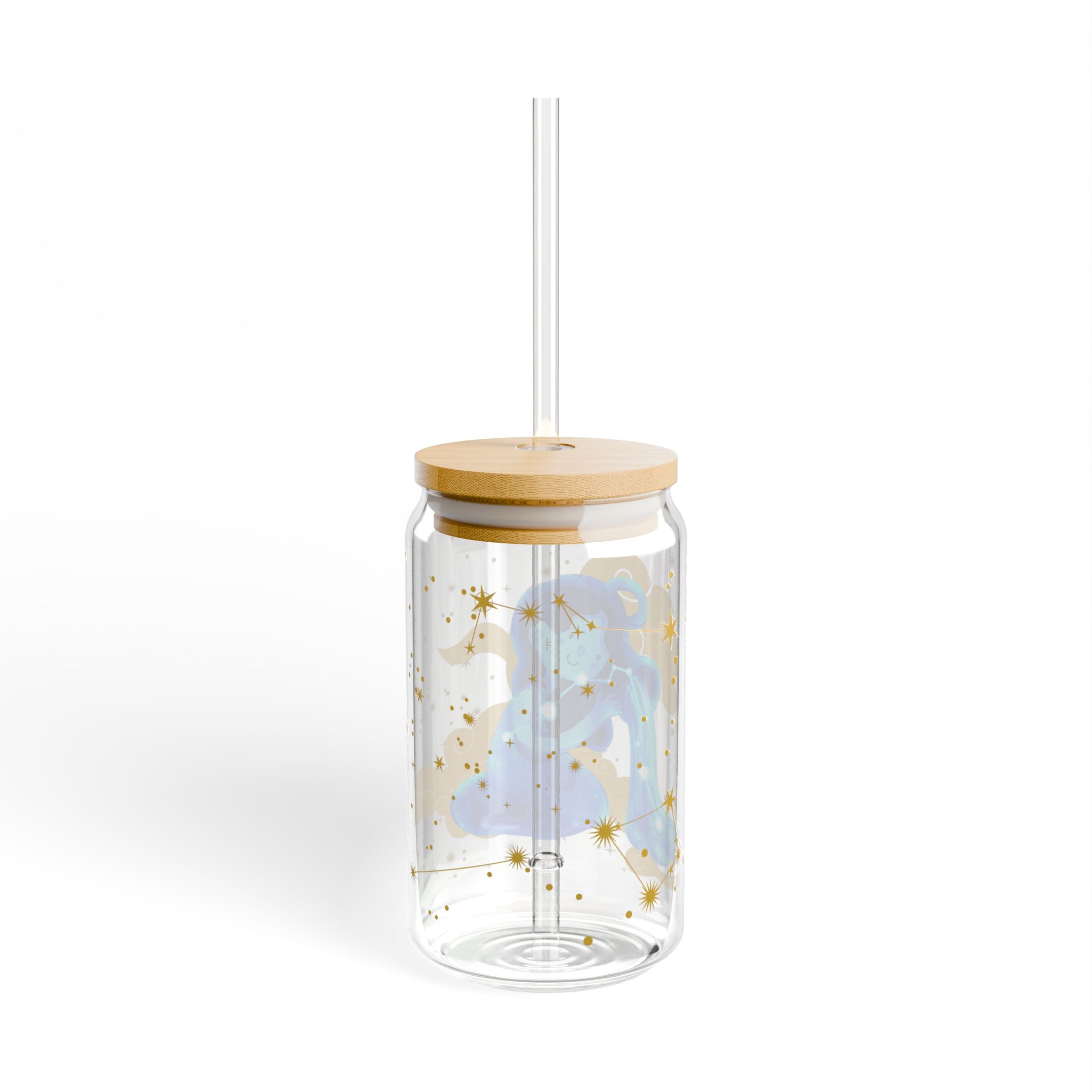 Aquarius Sipper Glass, 16oz | Fun Drinkware for Astrologie lovers | Cute Zodiac Design | Perfect for Parties & Gifts - Image 3