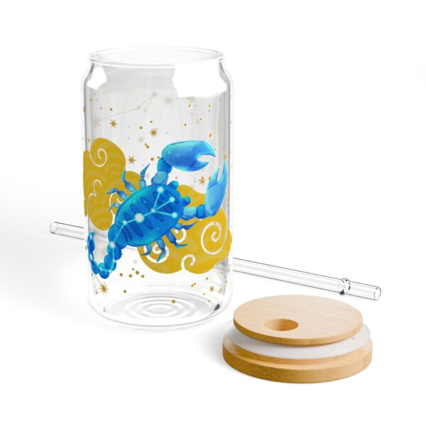 Scorpio Sipper Glass, 16oz - Zodiac Water Bottle for Astrology Lovers, Reusable Glass Cup, Cosmic Drinkware - Image 5