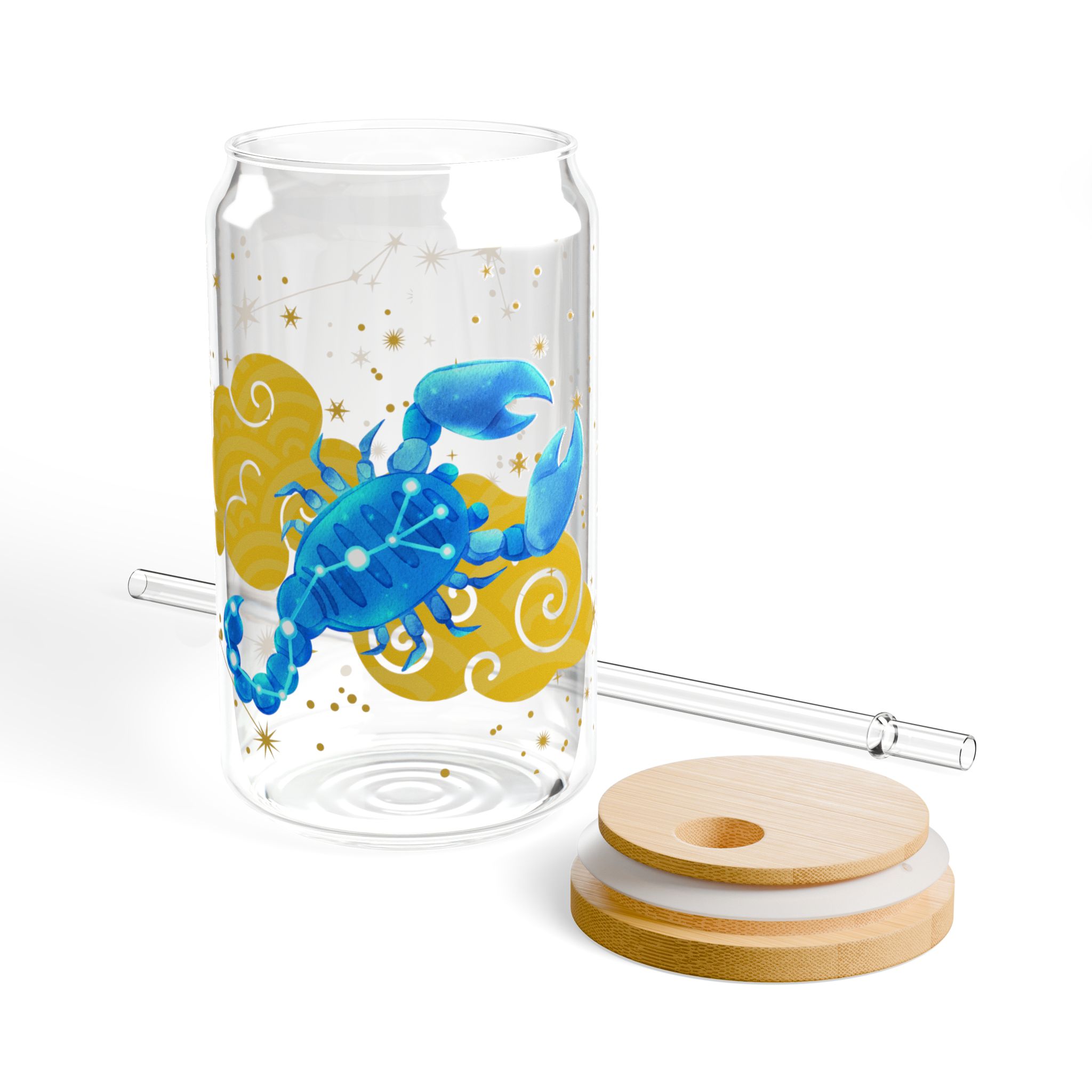 Scorpio Sipper Glass, 16oz - Zodiac Water Bottle for Astrology Lovers, Reusable Glass Cup, Cosmic Drinkware - Image 5