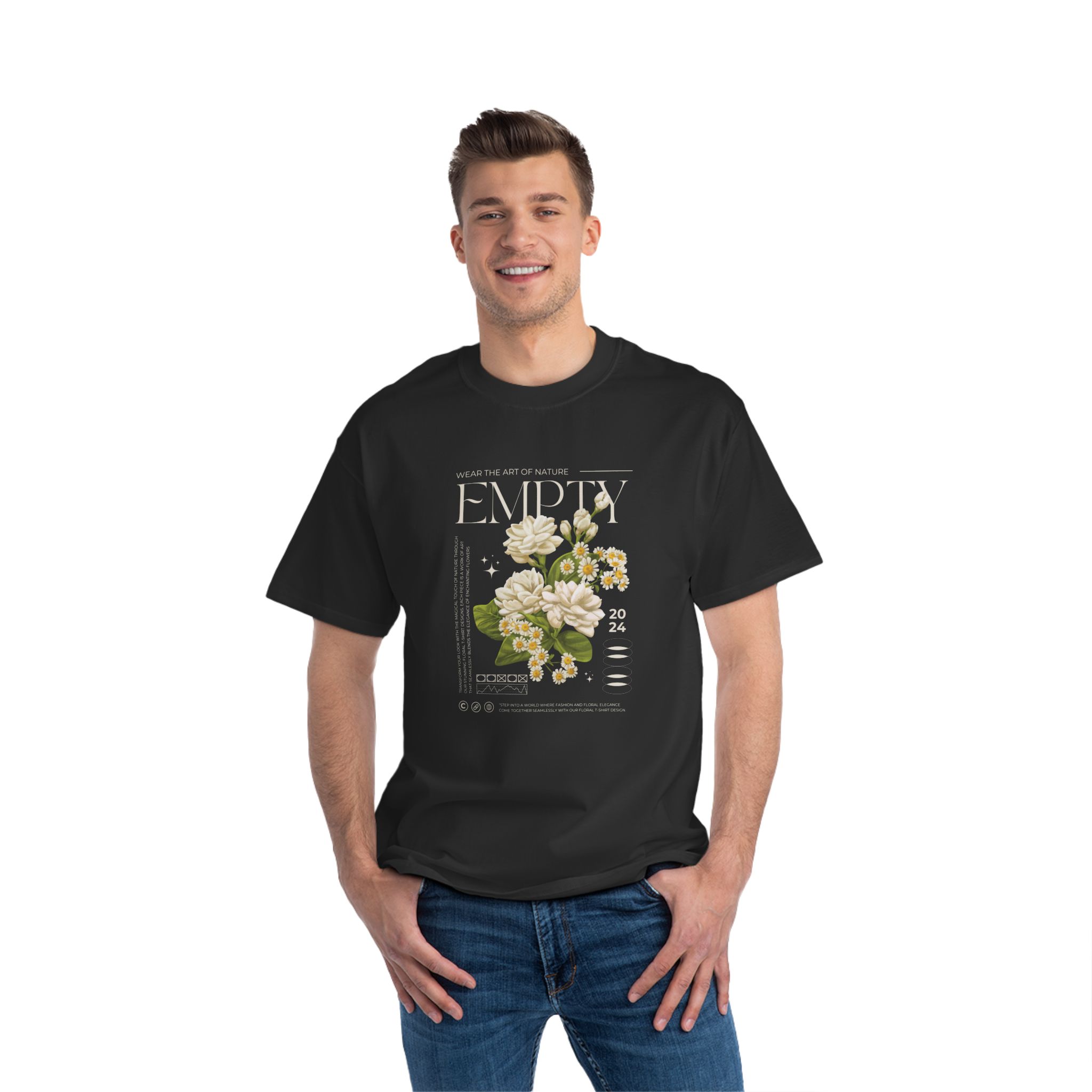 Nature-Inspired Floral T-Shirt, Empty Tee, Eco-Friendly Wear, Botanical Art Apparel, Unique Gift for Nature Lovers, Birthday, Casual Wear - Image 3