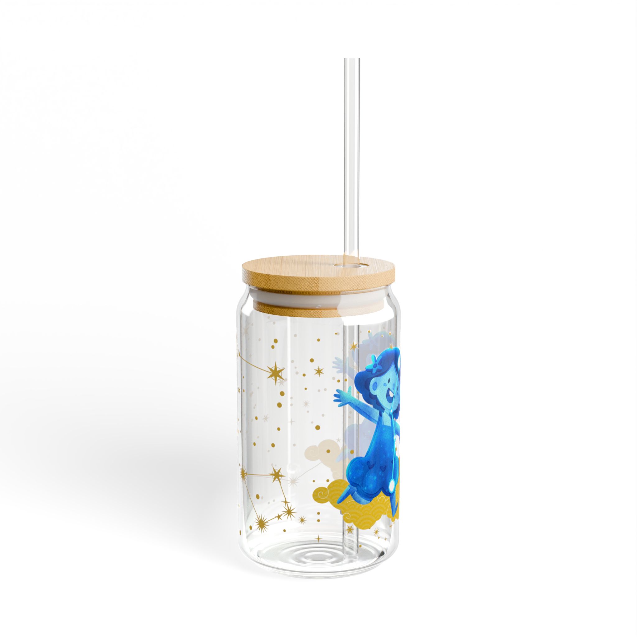 Gemini Sipper Glass, Cute Drinkware for Astrologie, Magical Zodiac signs, Summer Refreshments, Gift for Astrologie lovers - Image 2