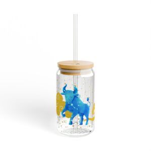 Taurus Astrological Sipper Glass, Zodiac Drinkware, 16oz Mason Jar, Taurus Decor, Unique Gift, Astrology Enthusiast