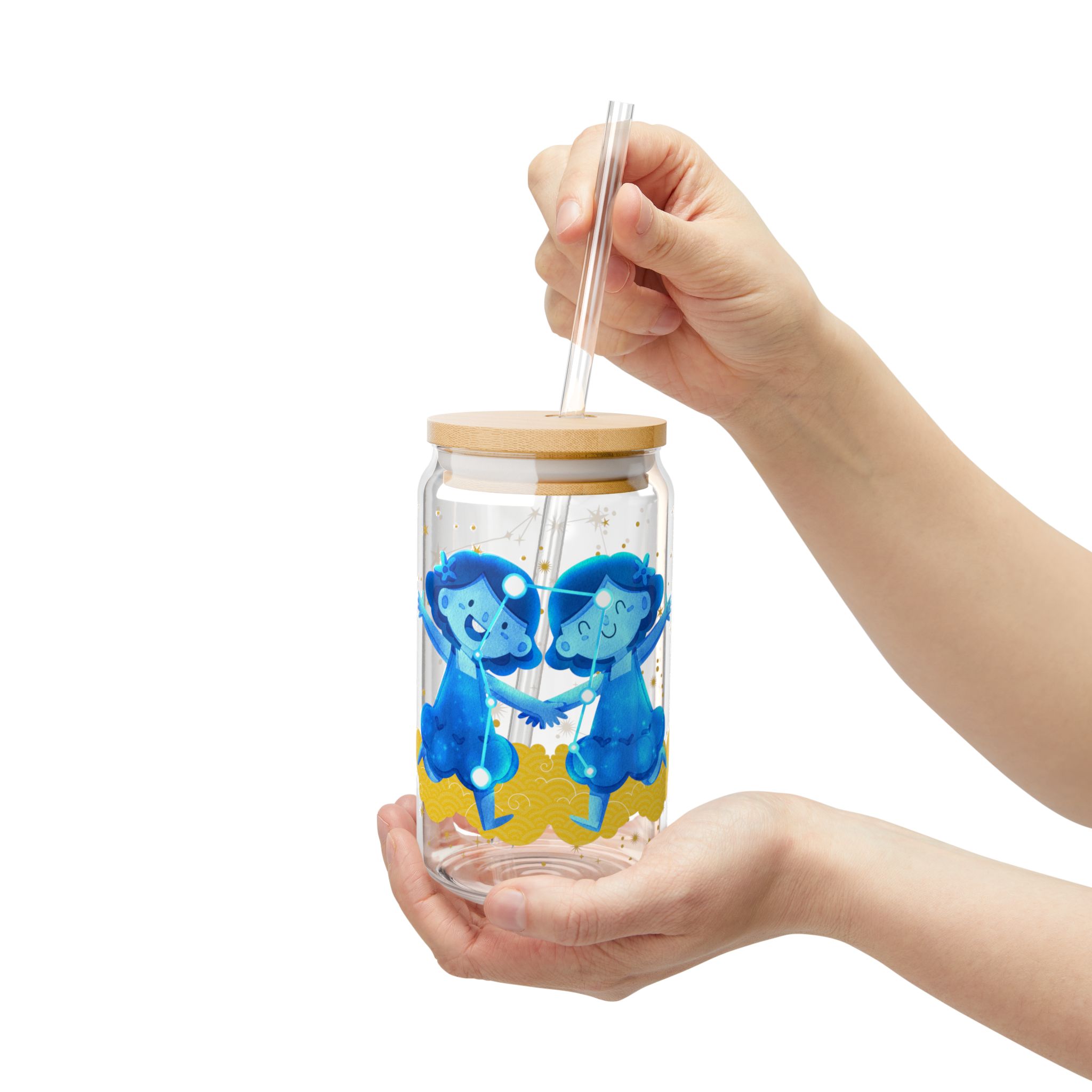 Gemini Sipper Glass, Cute Drinkware for Astrologie, Magical Zodiac signs, Summer Refreshments, Gift for Astrologie lovers - Image 7