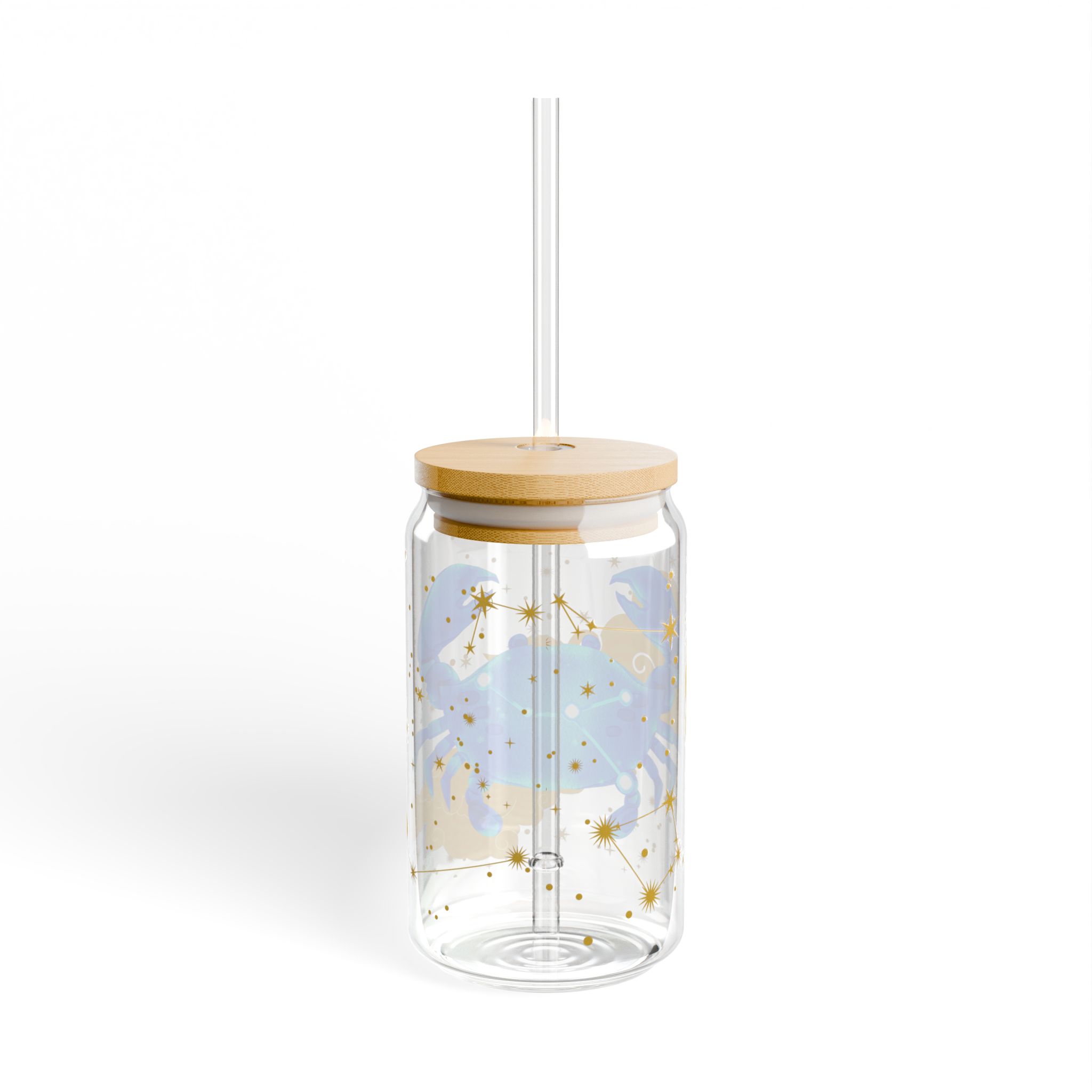 Cancer Sipper Glass | 16oz Eco-Friendly Drinkware, Ocean Theme, Perfect for Zodiac lover gift, Astrologie Lovers - Image 3