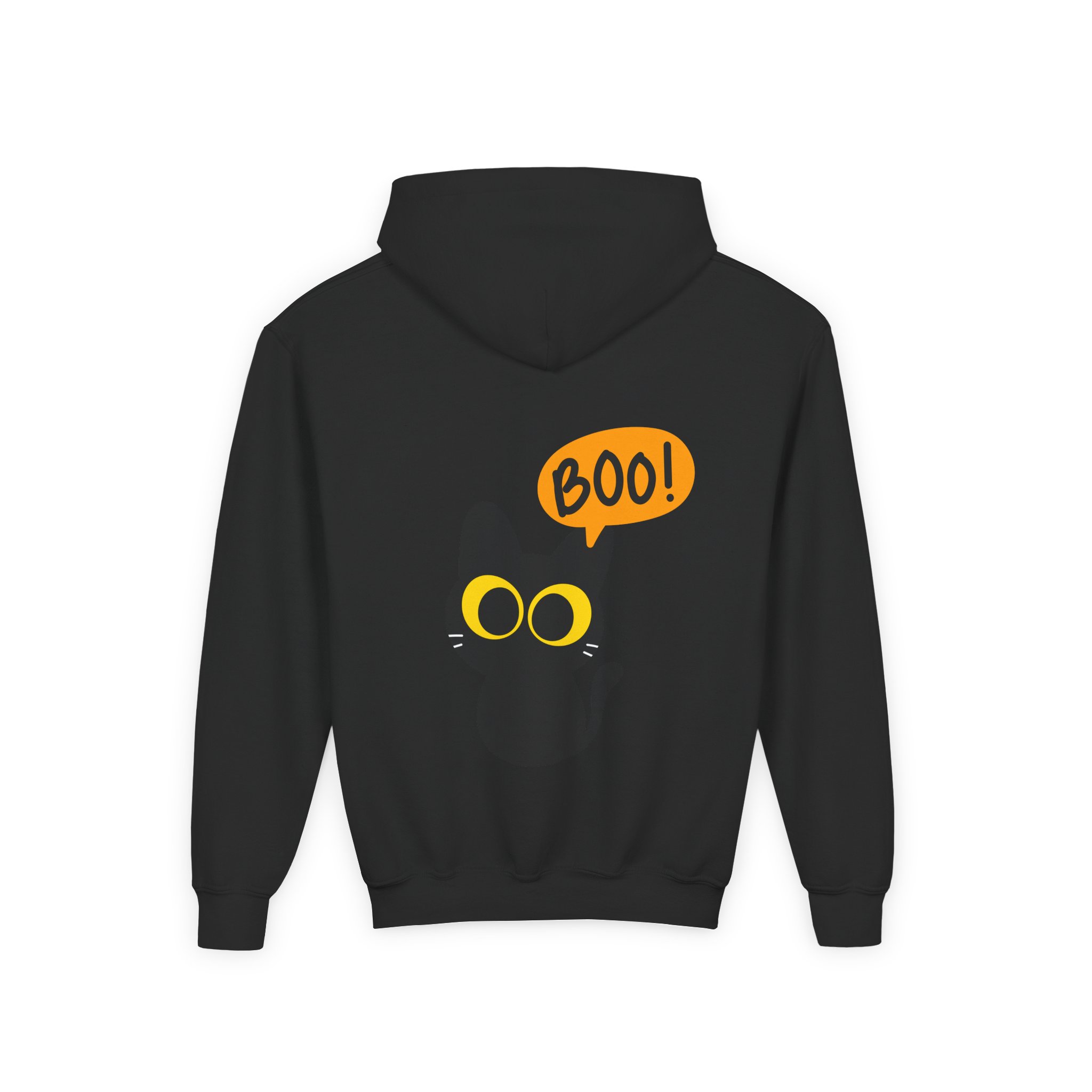 Cute Black Cat Hoodie for Kids, Halloween Sweatshirt, Youth Pullover with Boo Design, Fun Cat Lover Gift, Cozy Casual Wear - Image 9