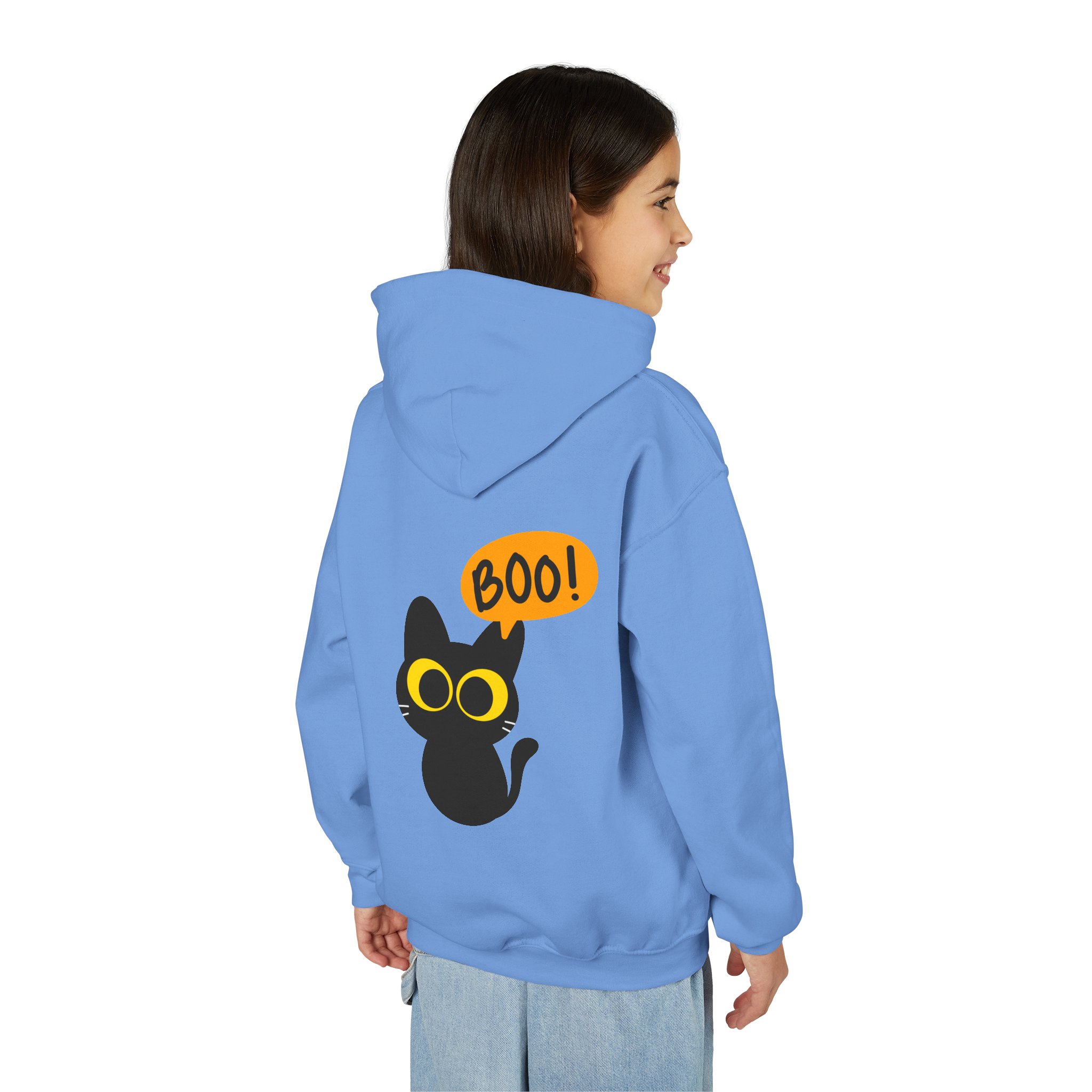 Cute Black Cat Hoodie for Kids, Halloween Sweatshirt, Youth Pullover with Boo Design, Fun Cat Lover Gift, Cozy Casual Wear - Image 55