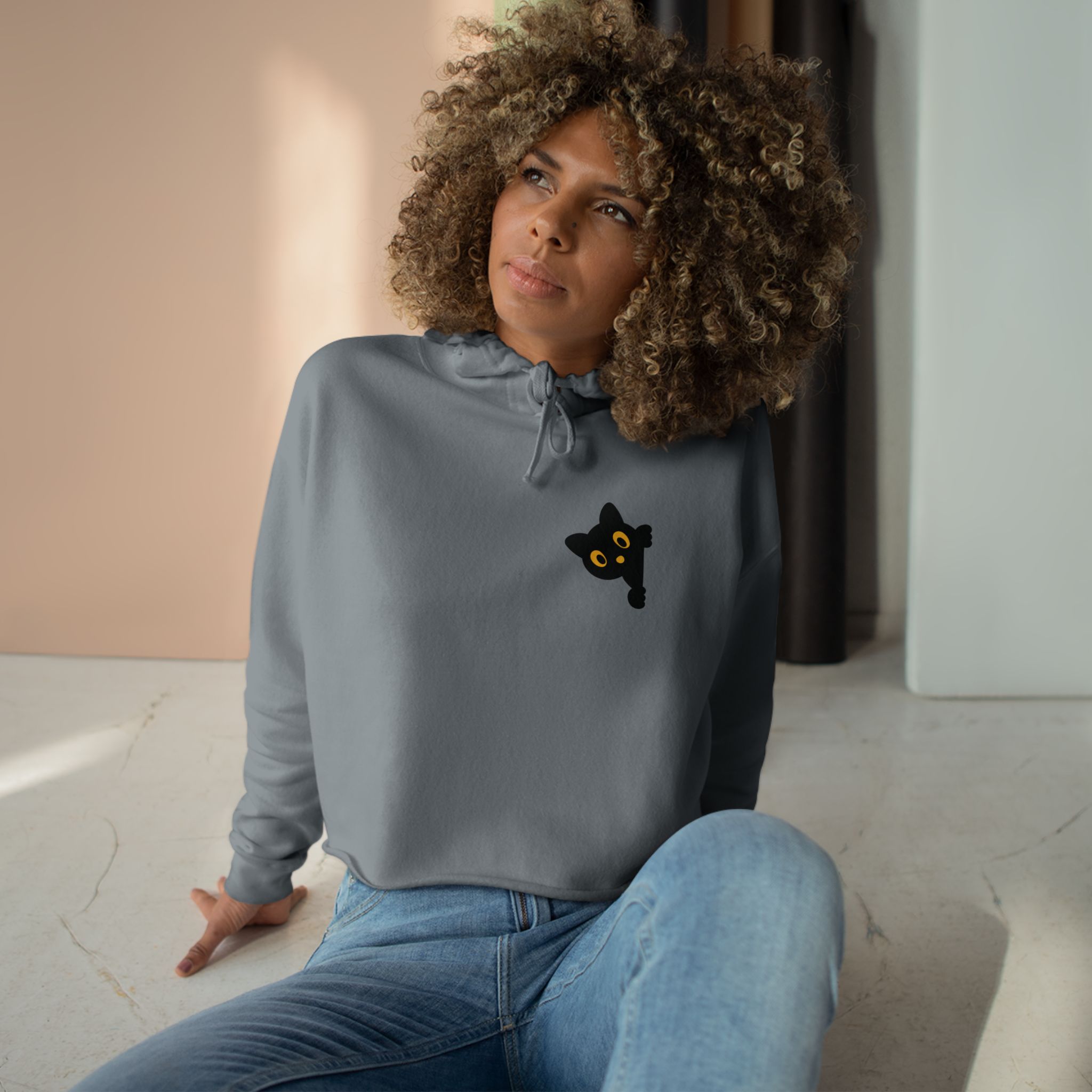 Hocus Pocus Cat Crop Hoodie, Halloween Clothing, Gift for Cat Lovers, Cozy Hoodie, Witchy Style Apparel - Image 9