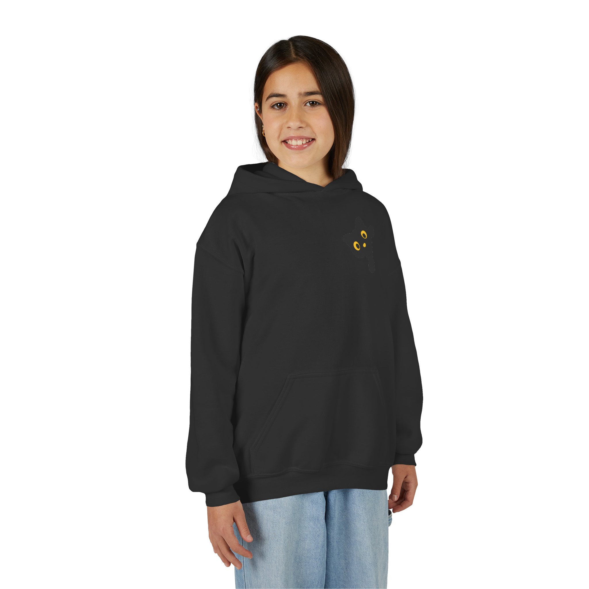Cute Black Cat Hoodie for Kids, Halloween Sweatshirt, Youth Pullover with Boo Design, Fun Cat Lover Gift, Cozy Casual Wear - Image 12