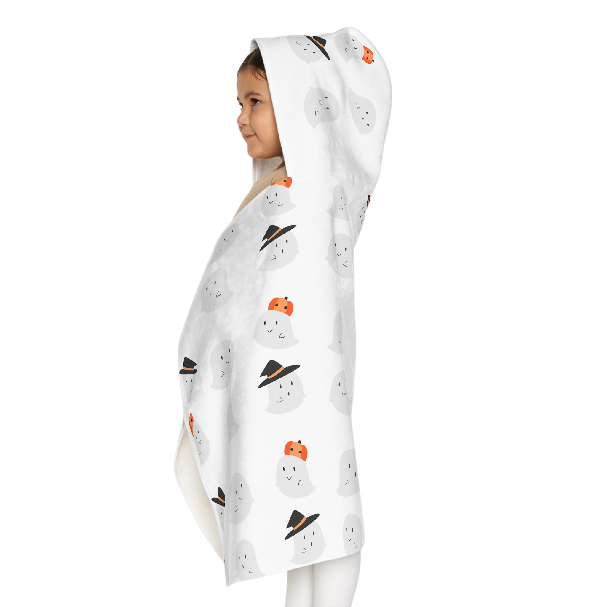 Ghost-Themed Youth Hooded Towel, Fun Bath Wrap for Kids, Halloween Gift, Cozy Pool Towel, Soft Towels for Young Children - Image 6