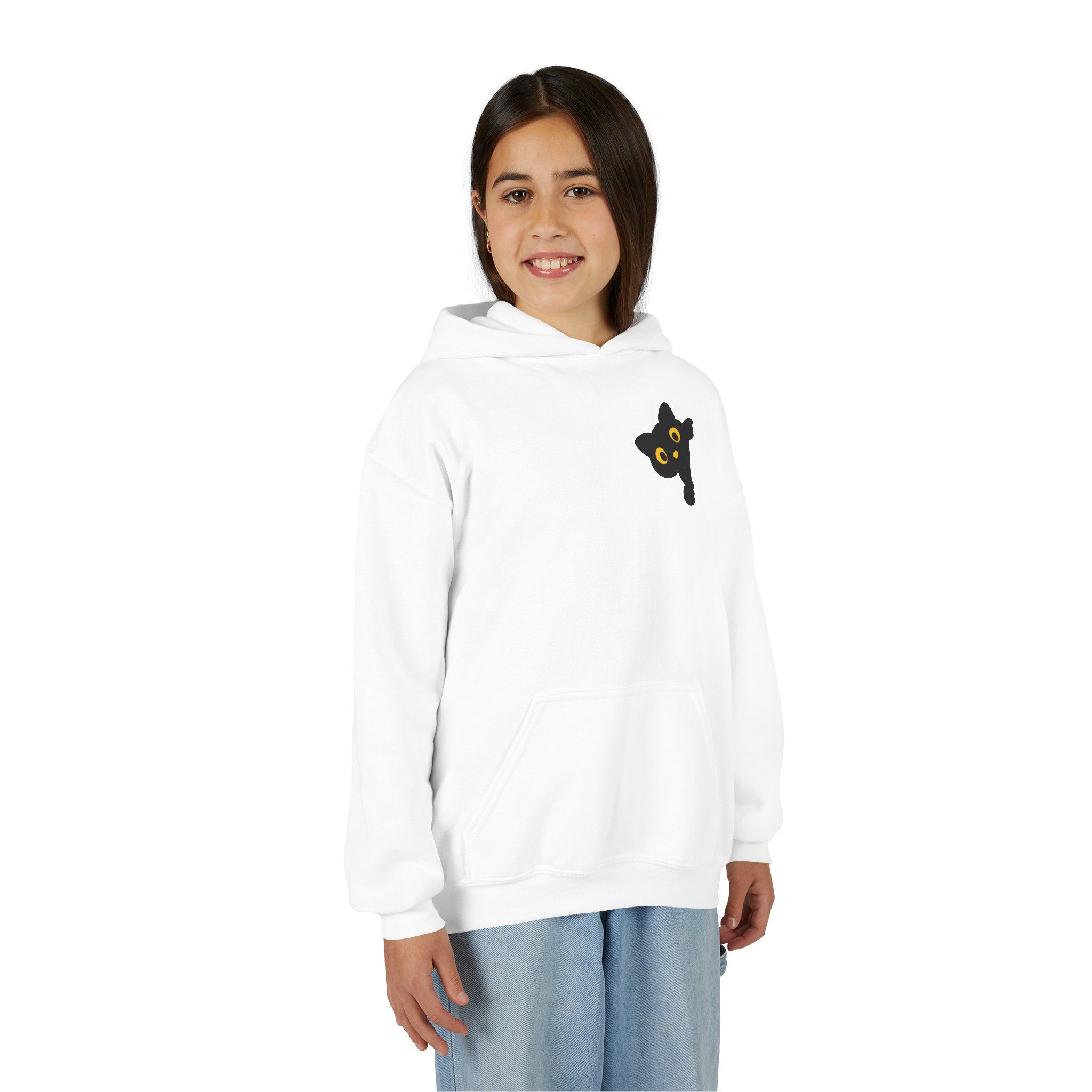 Cute Black Cat Hoodie for Kids, Halloween Sweatshirt, Youth Pullover with Boo Design, Fun Cat Lover Gift, Cozy Casual Wear - Image 5