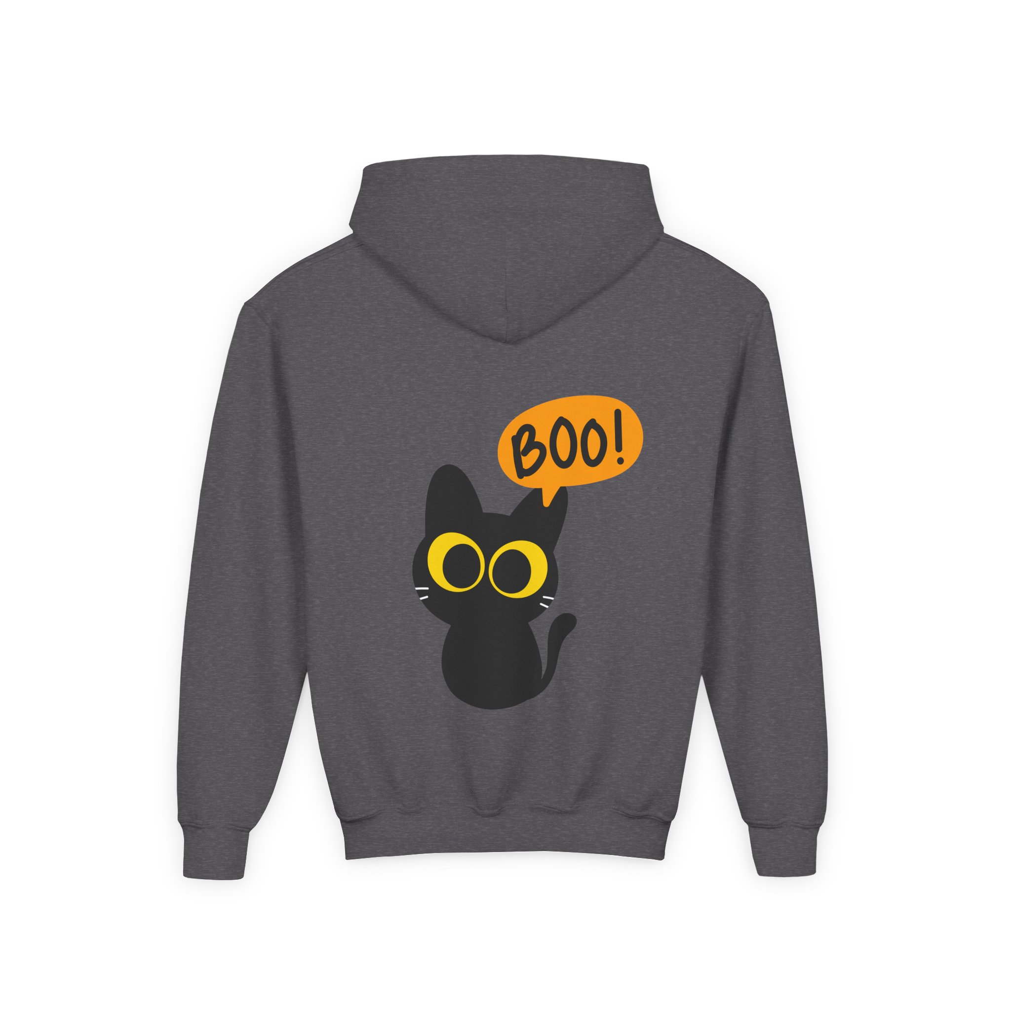 Cute Black Cat Hoodie for Kids, Halloween Sweatshirt, Youth Pullover with Boo Design, Fun Cat Lover Gift, Cozy Casual Wear - Image 44