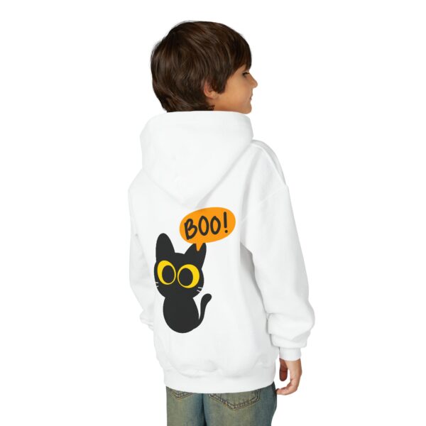 Cute Black Cat Hoodie for Kids, Halloween Sweatshirt, Youth Pullover with Boo Design, Fun Cat Lover Gift, Cozy Casual Wear - Image 4