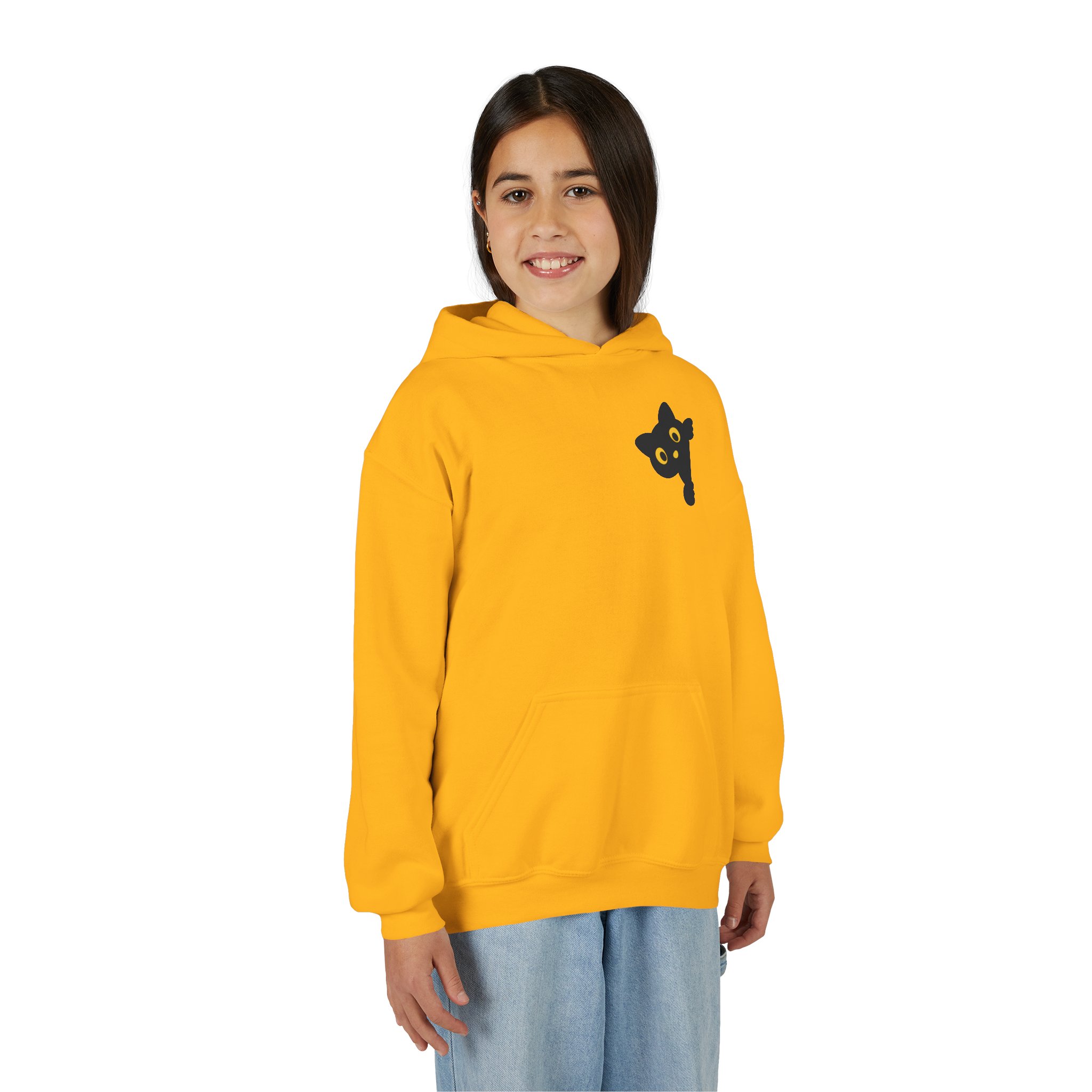 Cute Black Cat Hoodie for Kids, Halloween Sweatshirt, Youth Pullover with Boo Design, Fun Cat Lover Gift, Cozy Casual Wear - Image 26