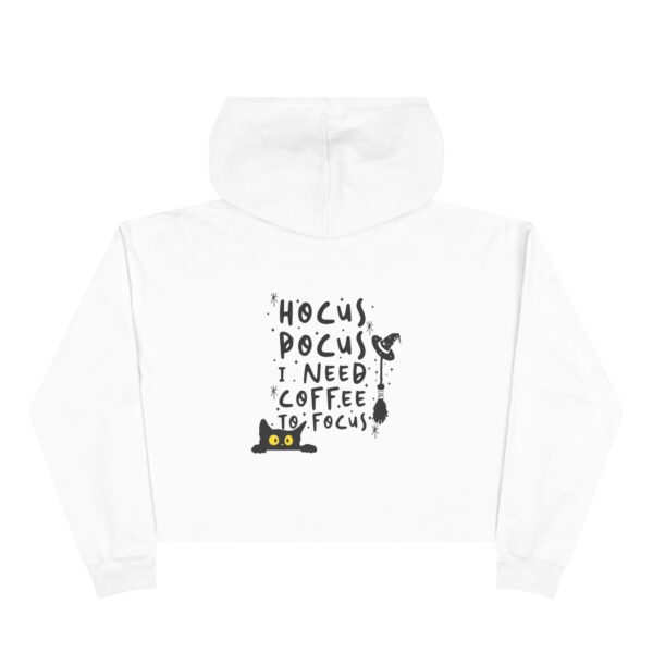 Hocus Pocus Cat Crop Hoodie, Halloween Clothing, Gift for Cat Lovers, Cozy Hoodie, Witchy Style Apparel - Image 2