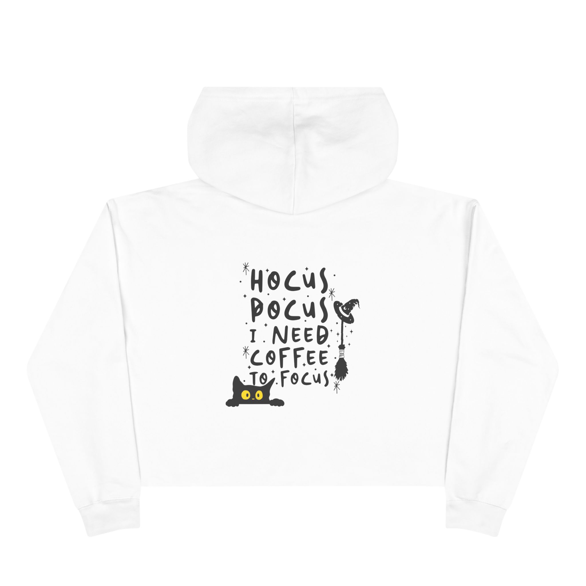 Hocus Pocus Cat Crop Hoodie, Halloween Clothing, Gift for Cat Lovers, Cozy Hoodie, Witchy Style Apparel - Image 2