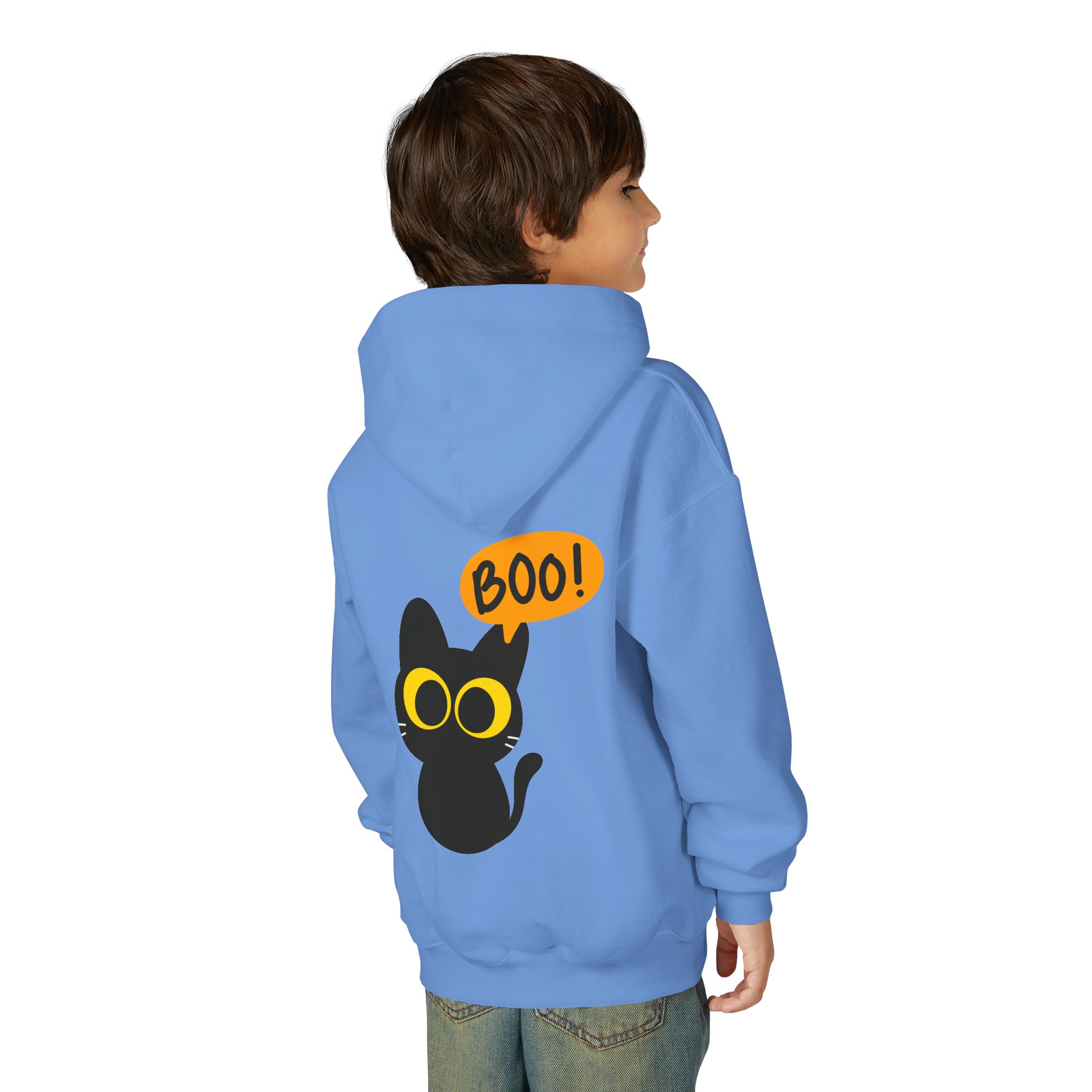 Cute Black Cat Hoodie for Kids, Halloween Sweatshirt, Youth Pullover with Boo Design, Fun Cat Lover Gift, Cozy Casual Wear - Image 53