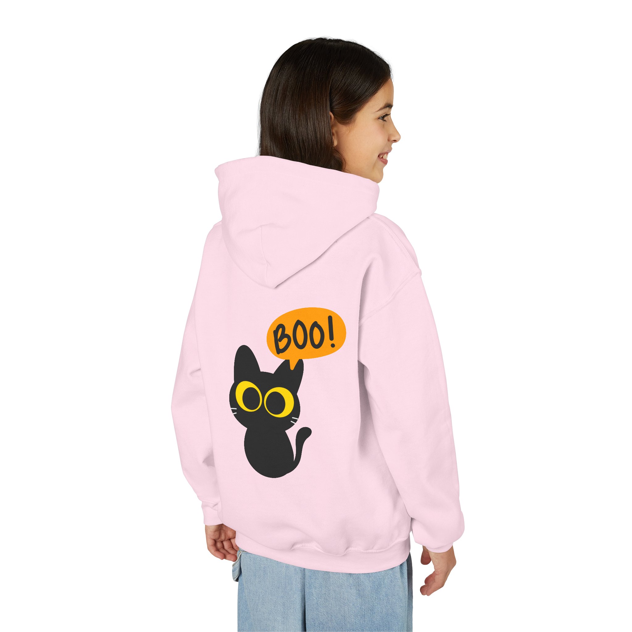Cute Black Cat Hoodie for Kids, Halloween Sweatshirt, Youth Pullover with Boo Design, Fun Cat Lover Gift, Cozy Casual Wear - Image 76